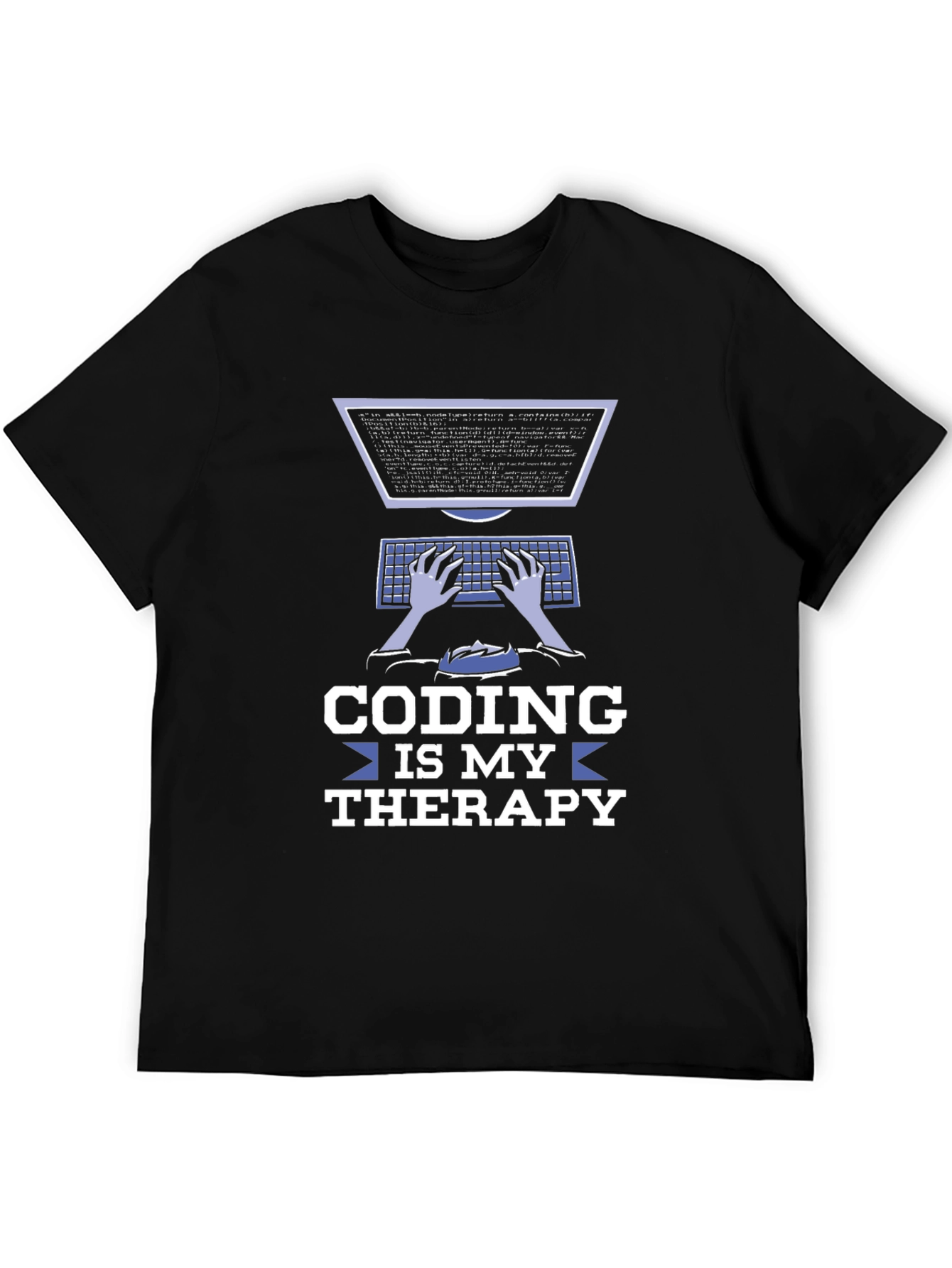Black Coding Is My Therapy Graphic T-Shirt view 5