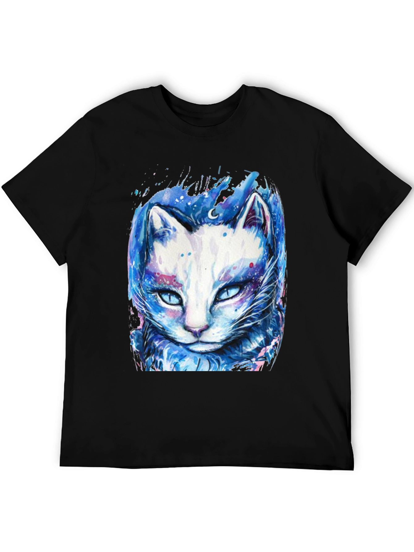 Black Cosmic Cat Graphic Tee - Black T-Shirt view 5