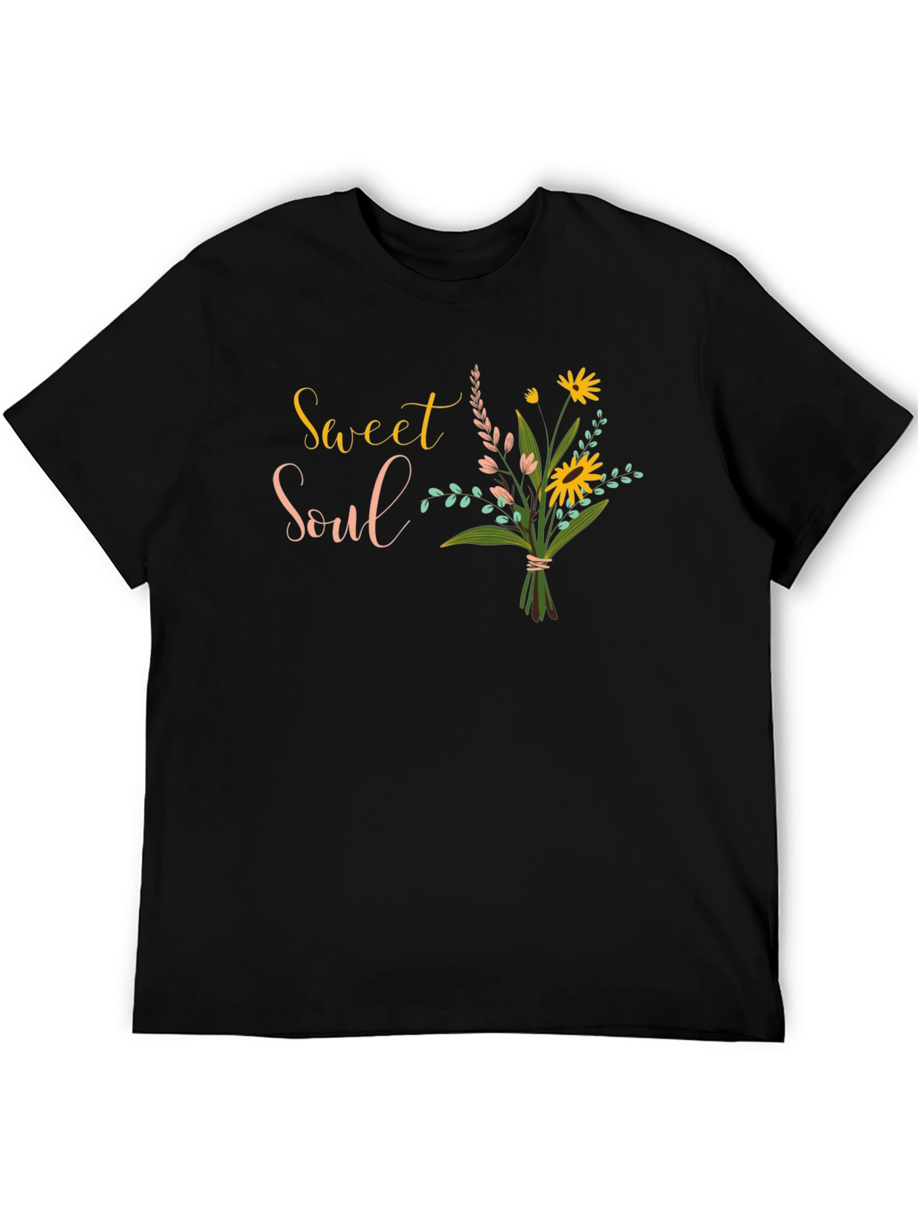 Black Sweet Soul Floral Graphic Black T-Shirt view 5