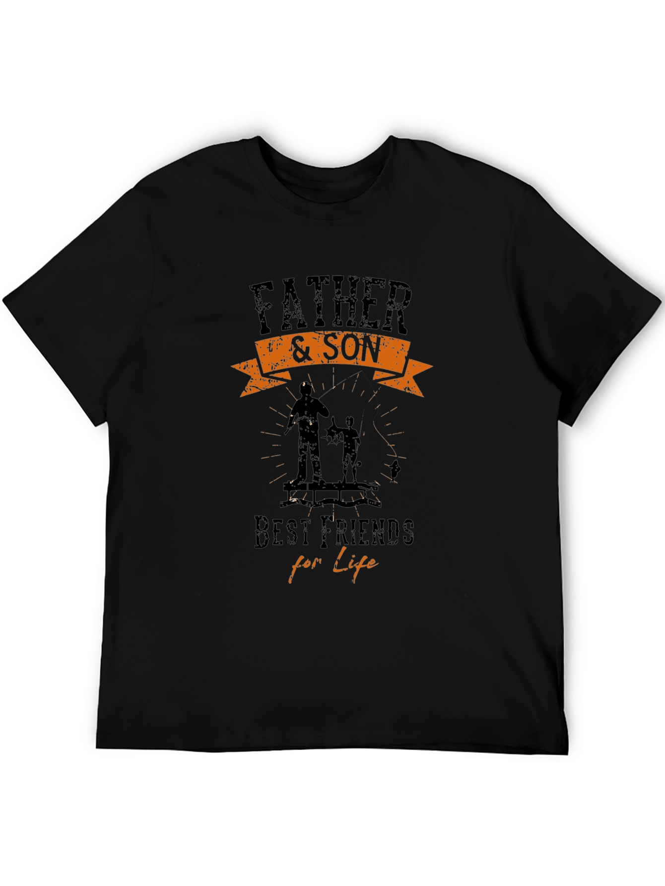 Black Father & Son Fishing T-Shirt - Best Friends for Life view 5