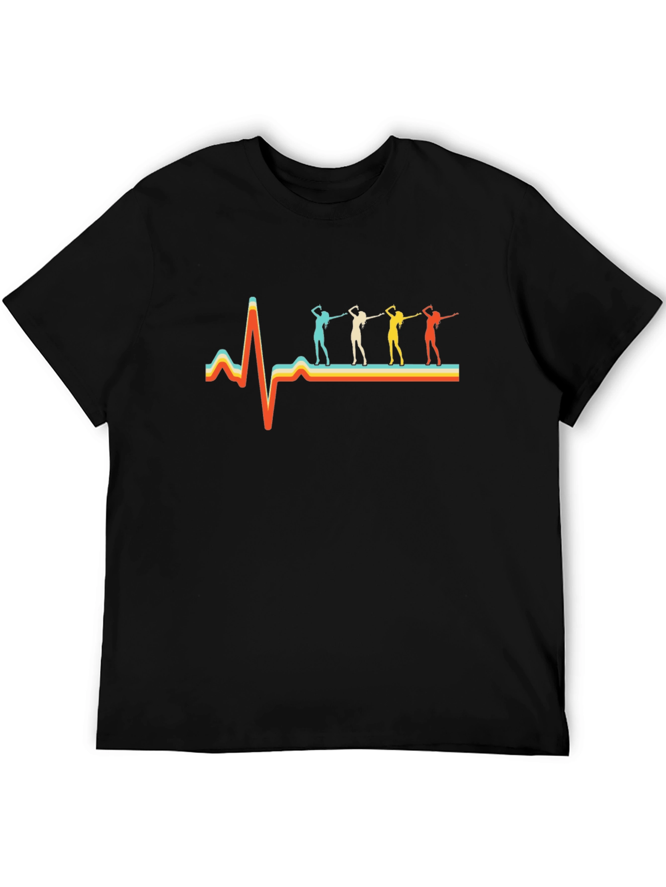 Black Retro Dance Heartbeat T-Shirt view 5