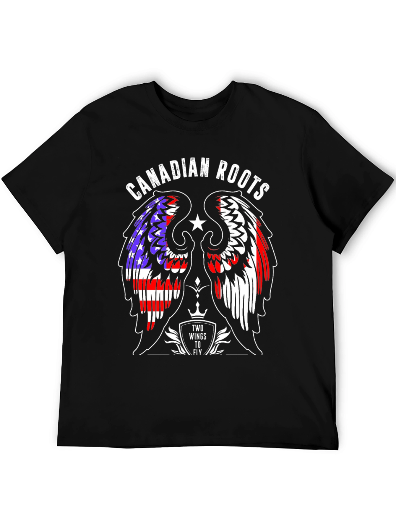 Black Canadian Roots T-Shirt - Two Wings to Fly view 5