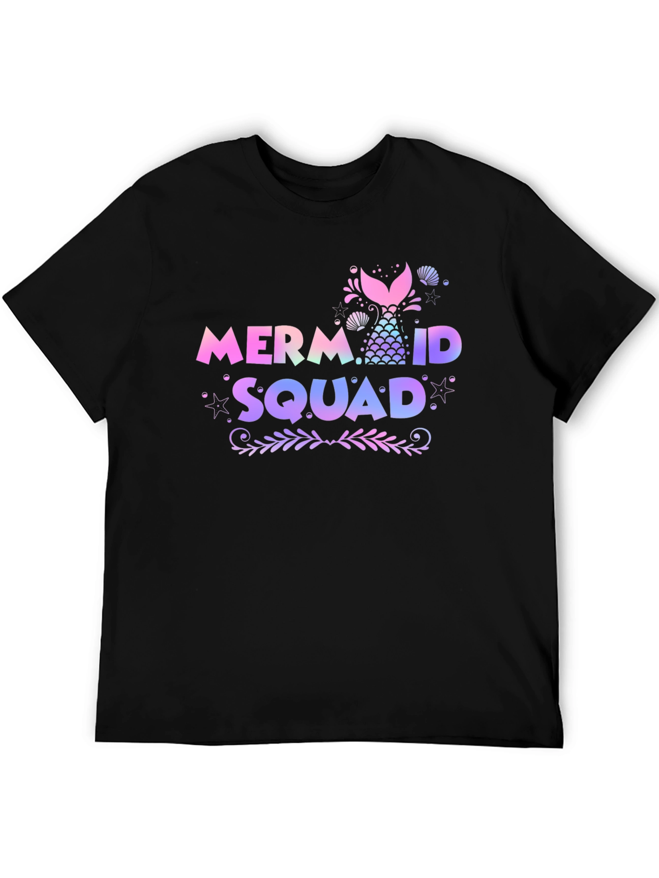 Black Mermaid Squad Tee - Black Cotton Crew Neck view 5