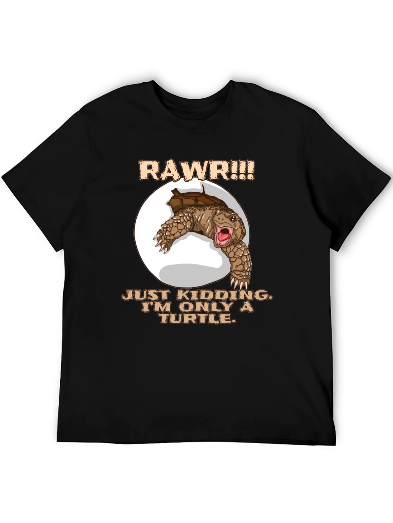 Black Funny Turtle RAWR Graphic T-Shirt view 5