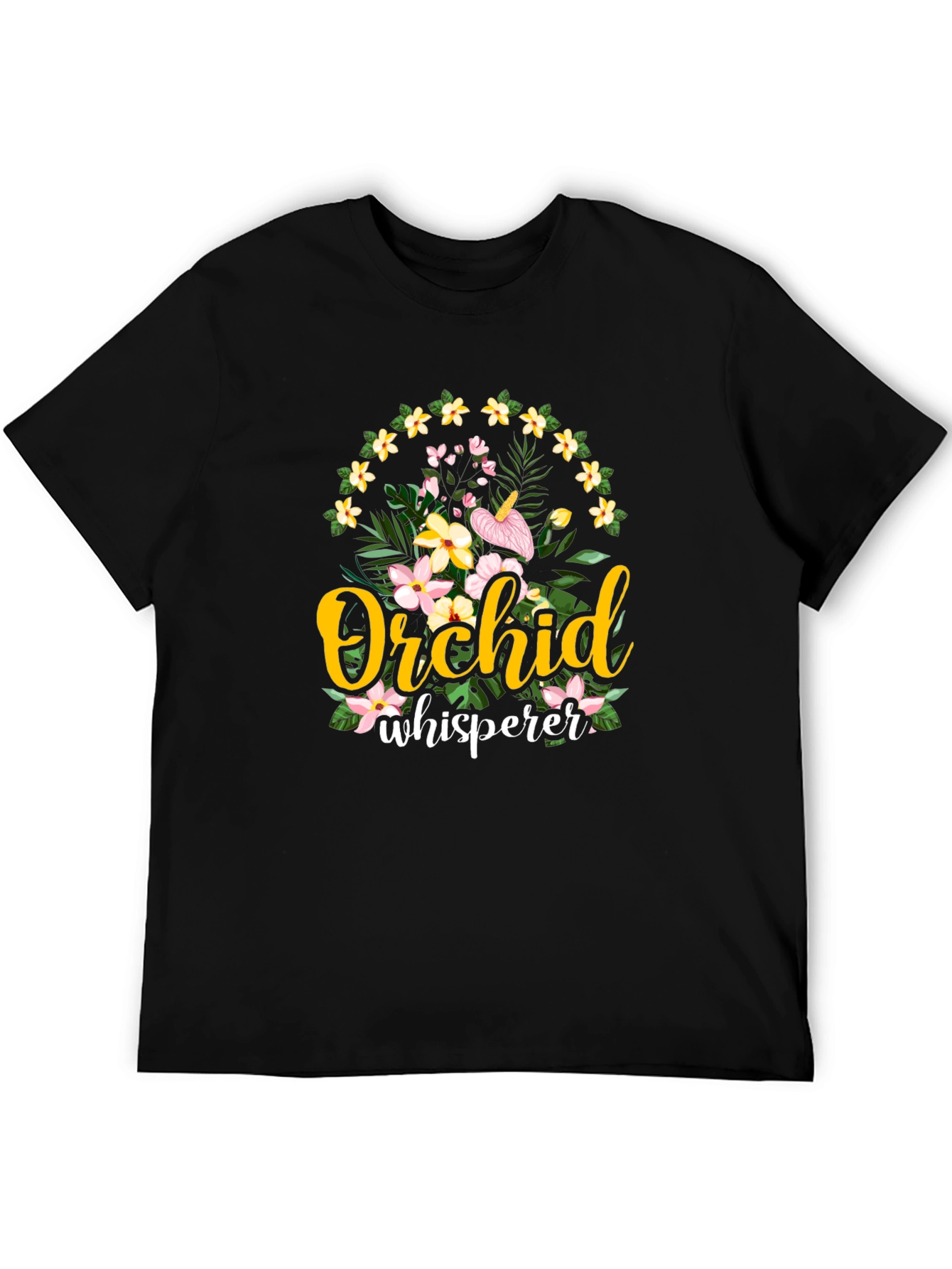 Black Orchid Whisperer Graphic T-Shirt - Floral Design view 5