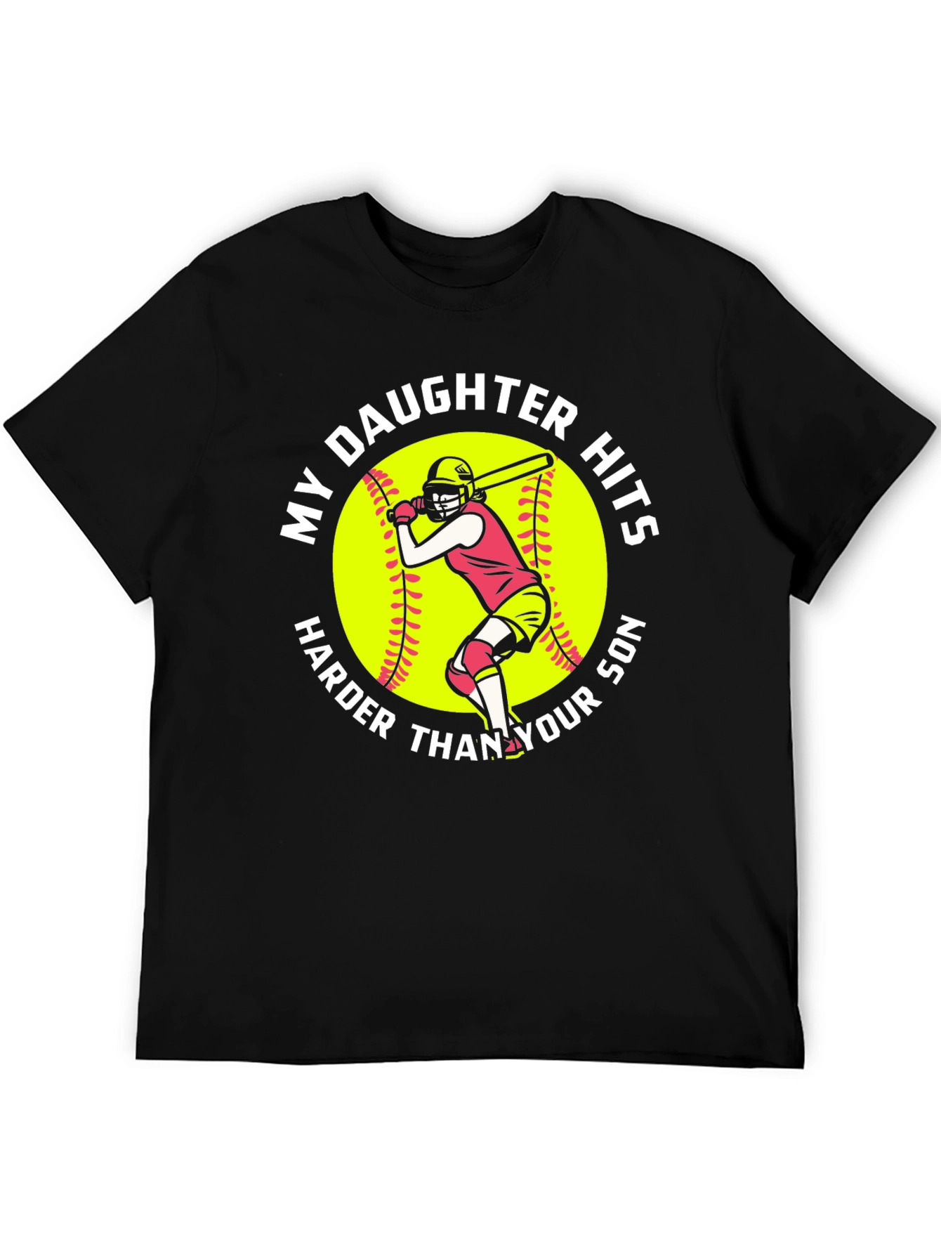 Black My Daughter Hits Harder Funny Softball Graphic Tee view 5