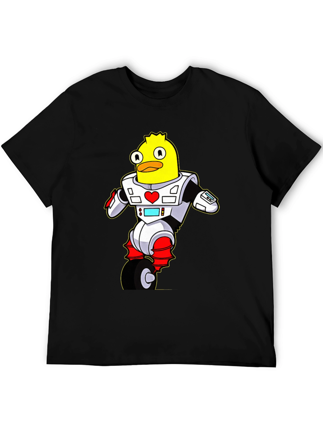 Black Robot Duck T-Shirt - Sci-Fi Cartoon Tee view 5