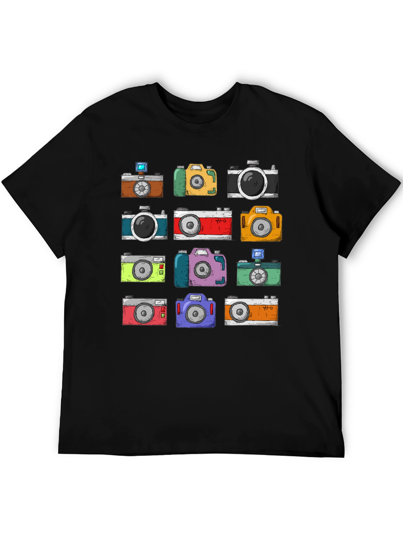 Black Retro Camera Pattern T-Shirt - Photographer Style view 5