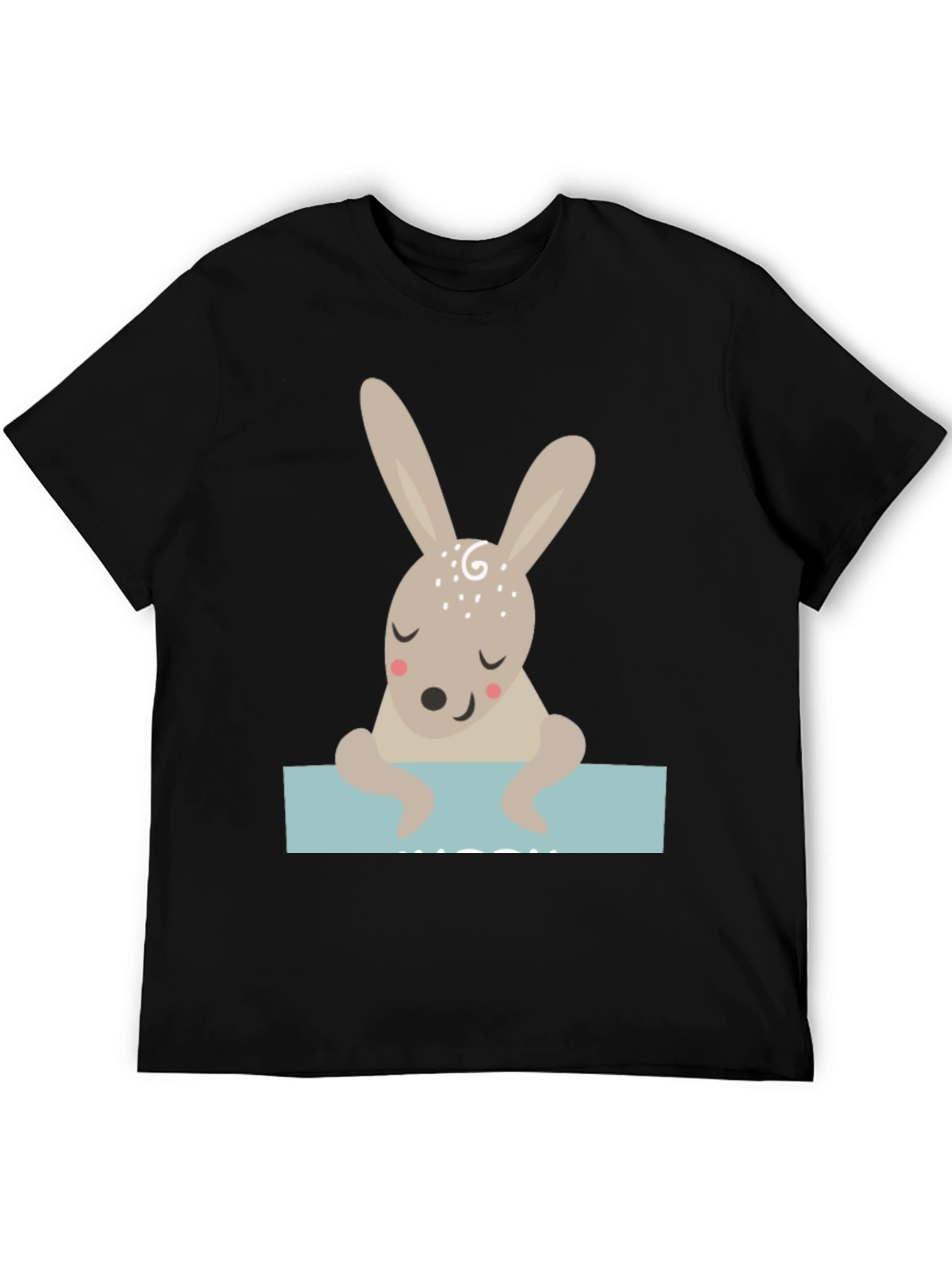 Black Cute Bunny Graphic Tee - Unisex Black T-Shirt view 5