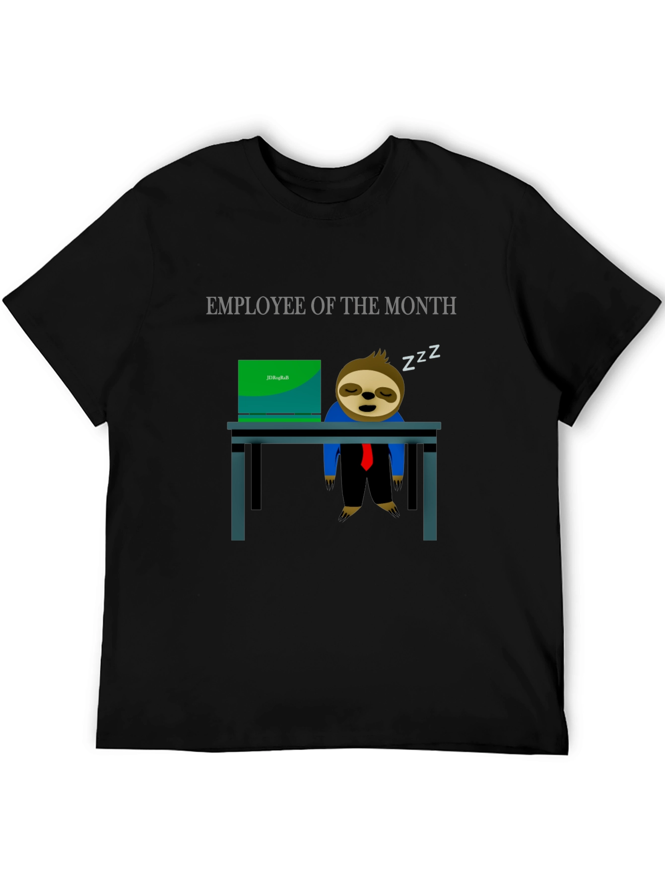Black Employee of the Month Sloth T-Shirt - Funny Office Tee view 5