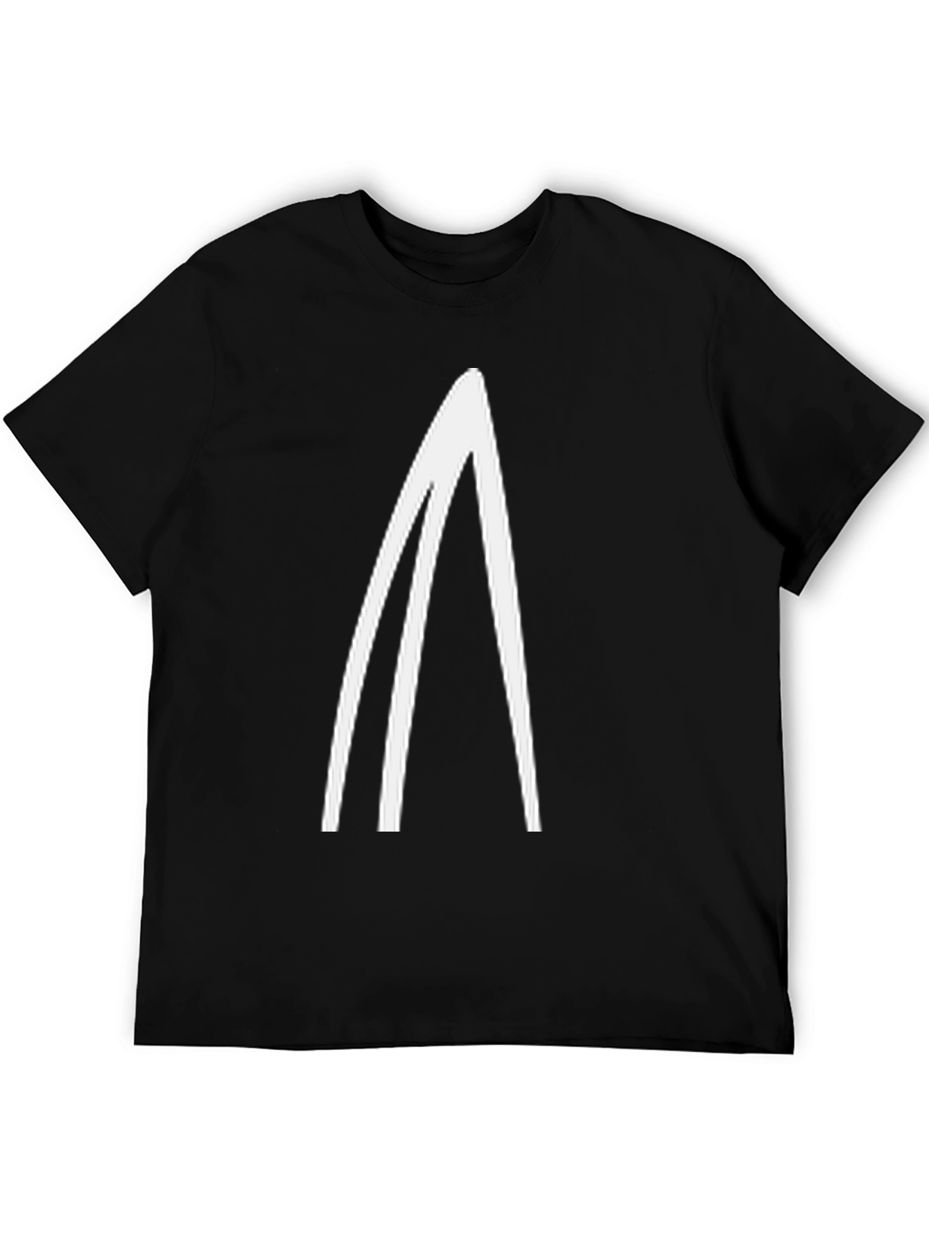 Black Minimalist Triangle Graphic Black T-Shirt view 5