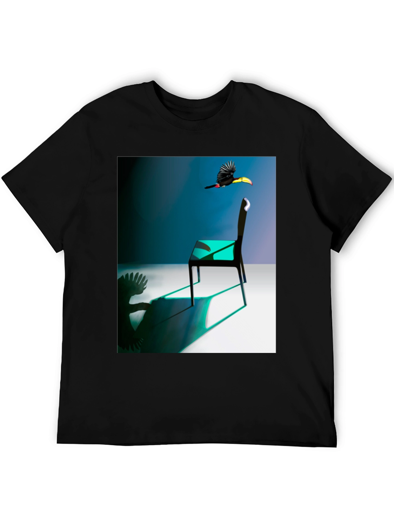 Black Abstract Toucan Chair T-Shirt view 5