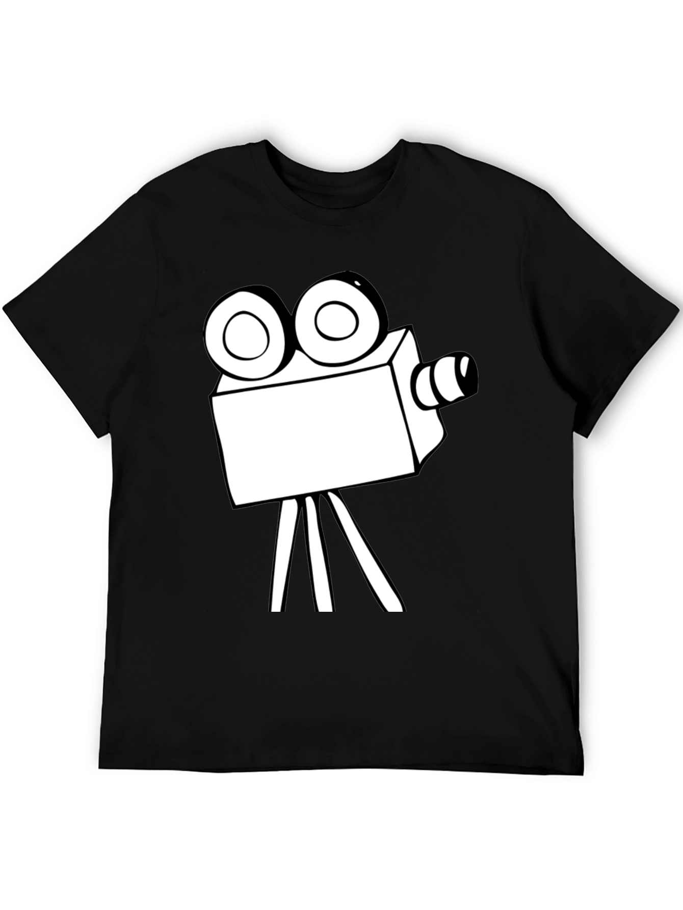 Black Retro Movie Camera Graphic T-Shirt view 5