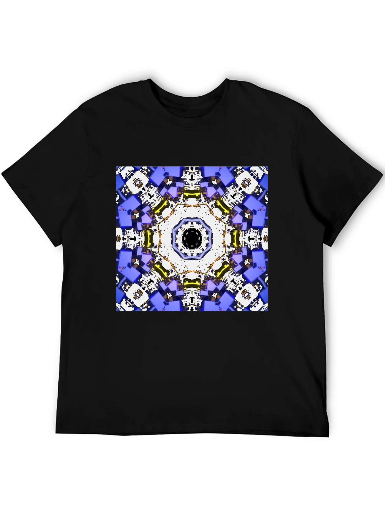 Black Geometric Kaleidoscope Print Black T-Shirt view 5