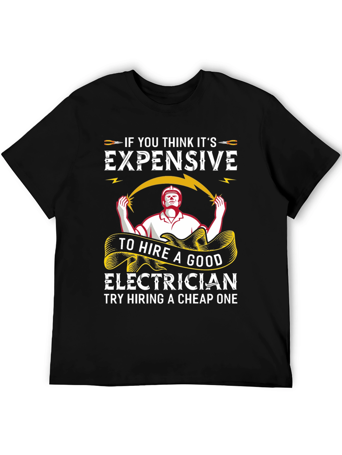 Black Electrician Humor T-Shirt - Good vs Cheap Service view 5
