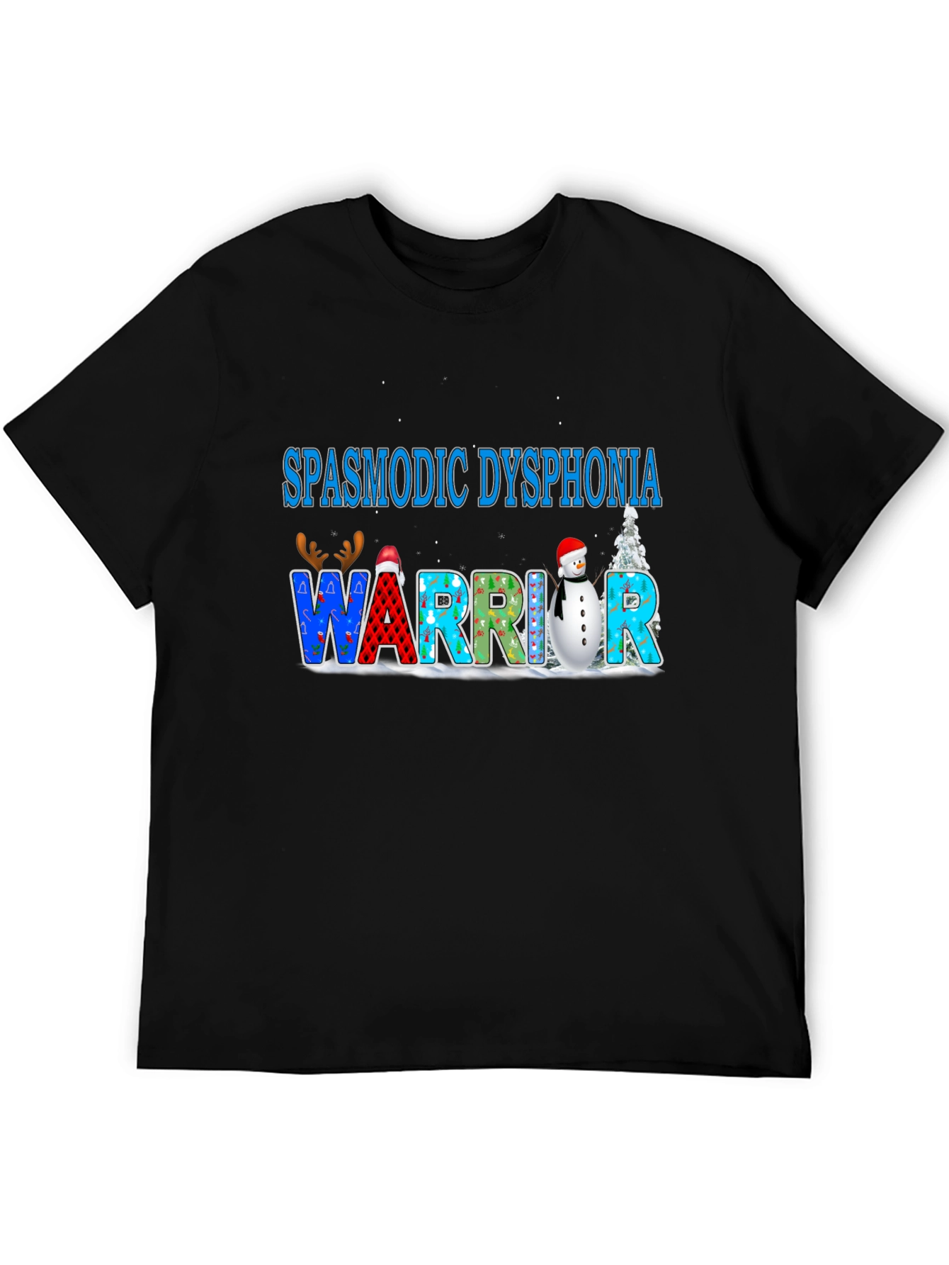 Black Spasmodic Dysphonia Warrior T-Shirt view 5