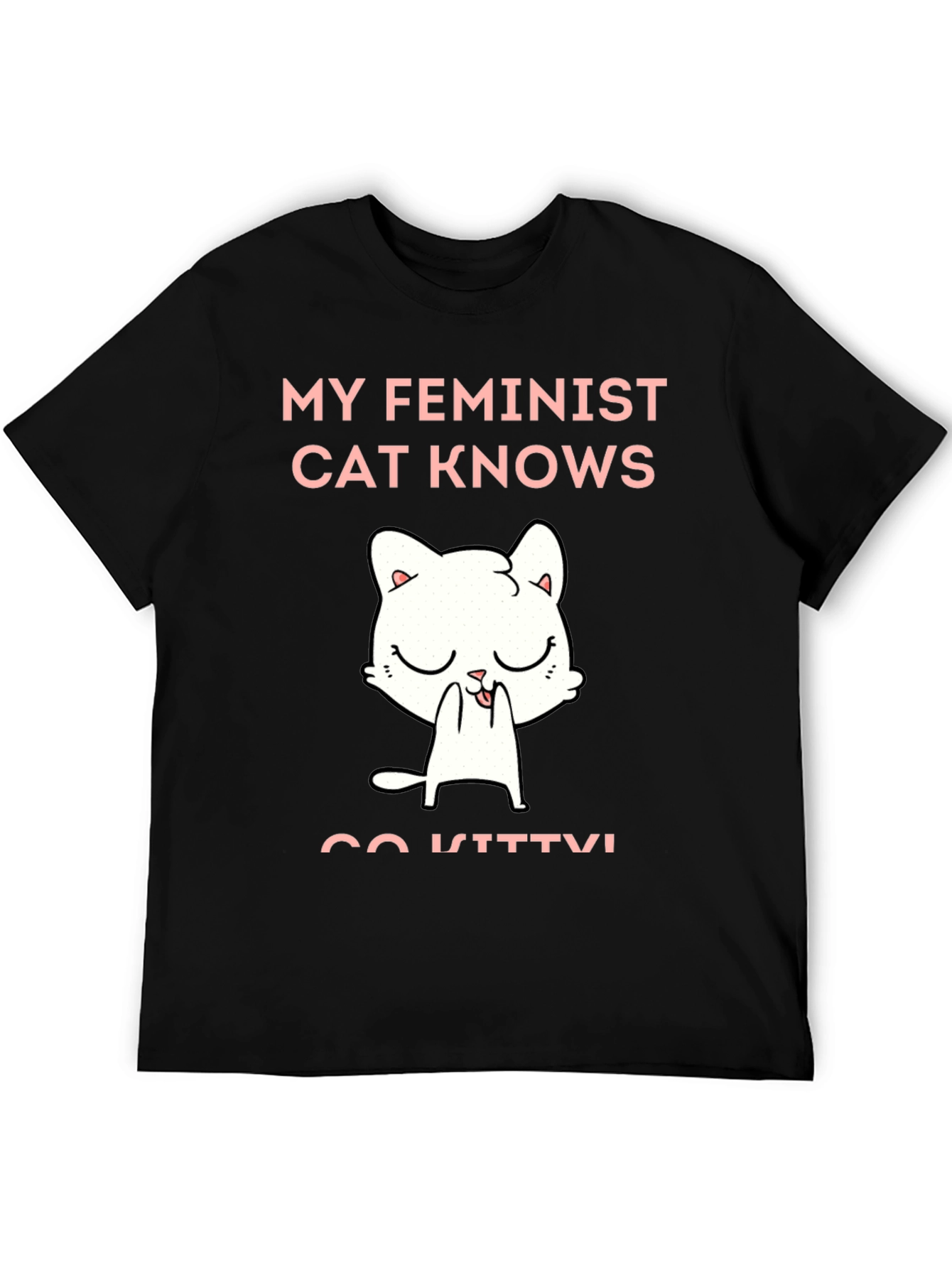 Black Feminist Cat Graphic T-Shirt - Unisex Cotton Tee view 5