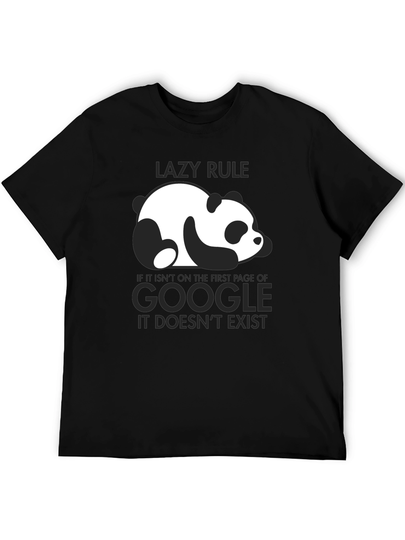 Black Lazy Rule Panda Google T-Shirt view 5