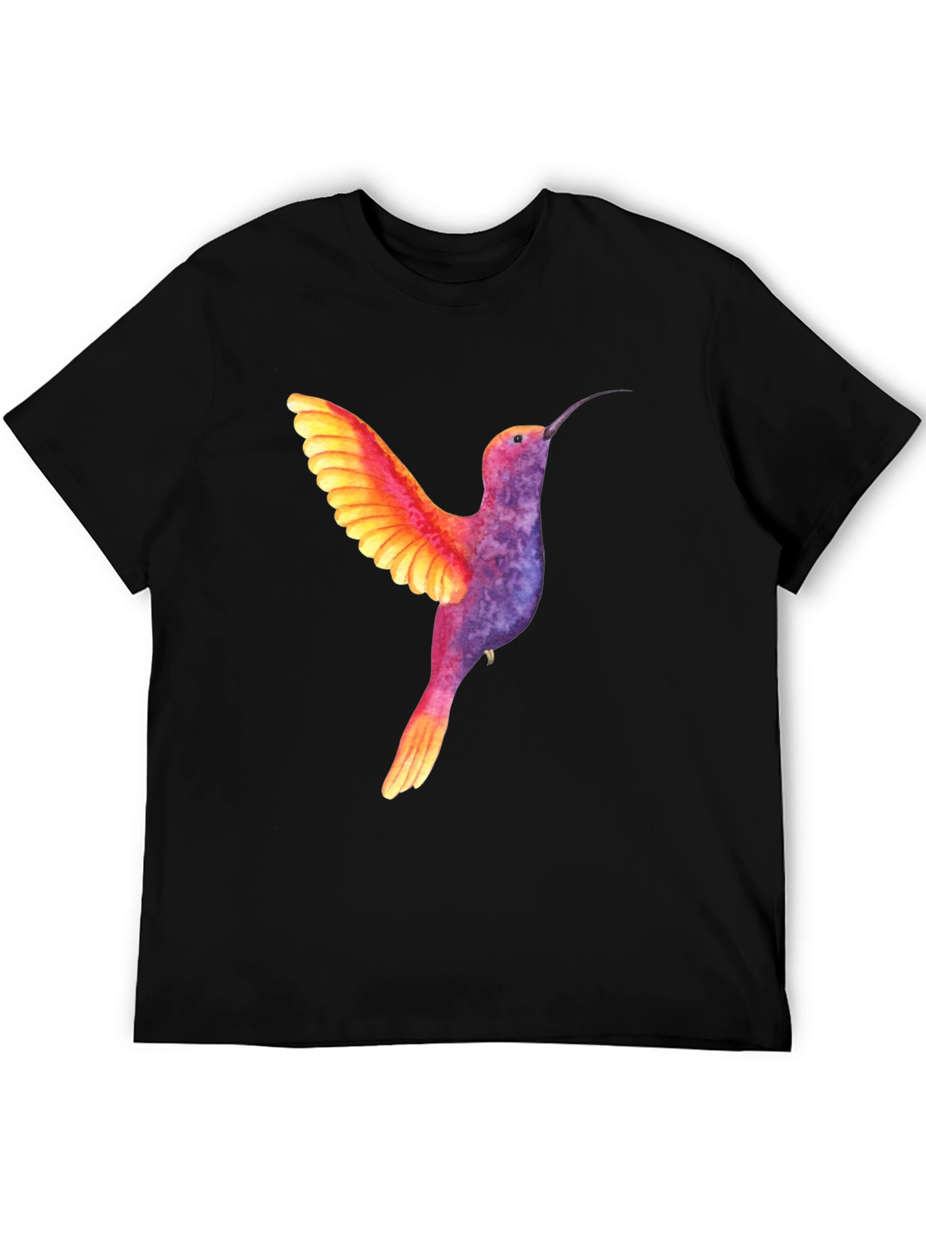Black Hummingbird Graphic Tee - Colorful Bird Design view 5