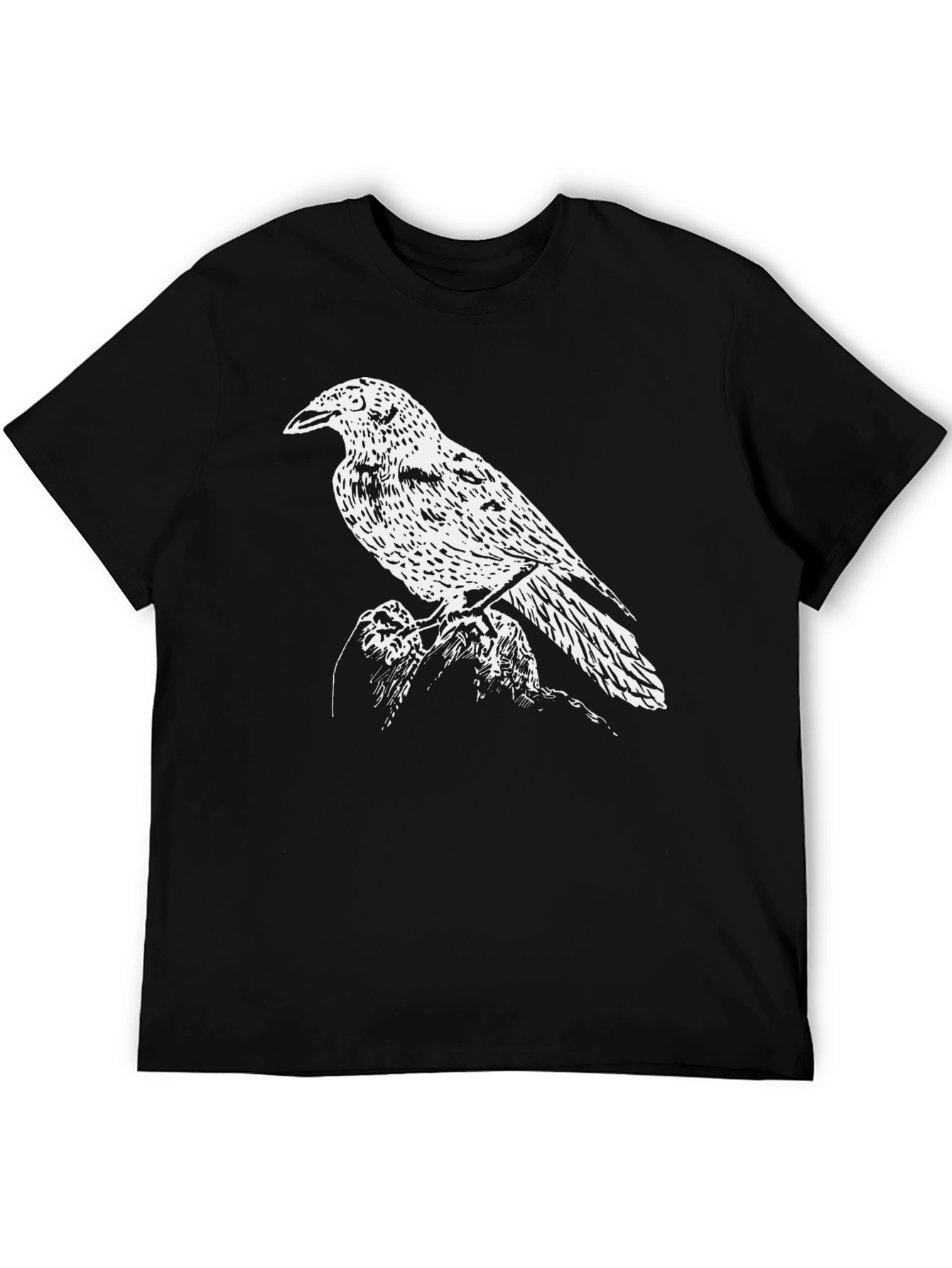 Black Raven Print Black T-Shirt view 5