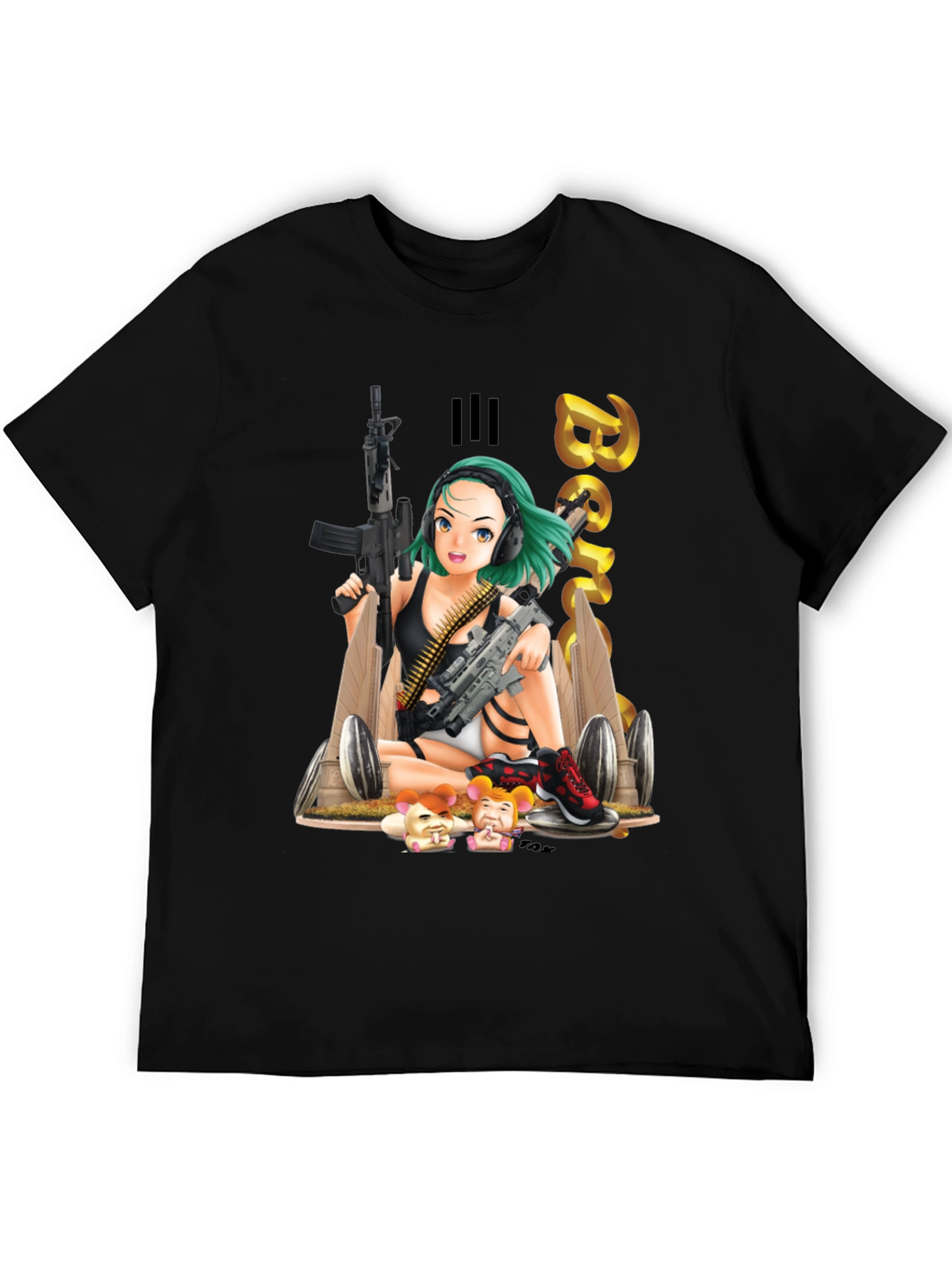 Black Anime Girl Graphic T-Shirt view 5