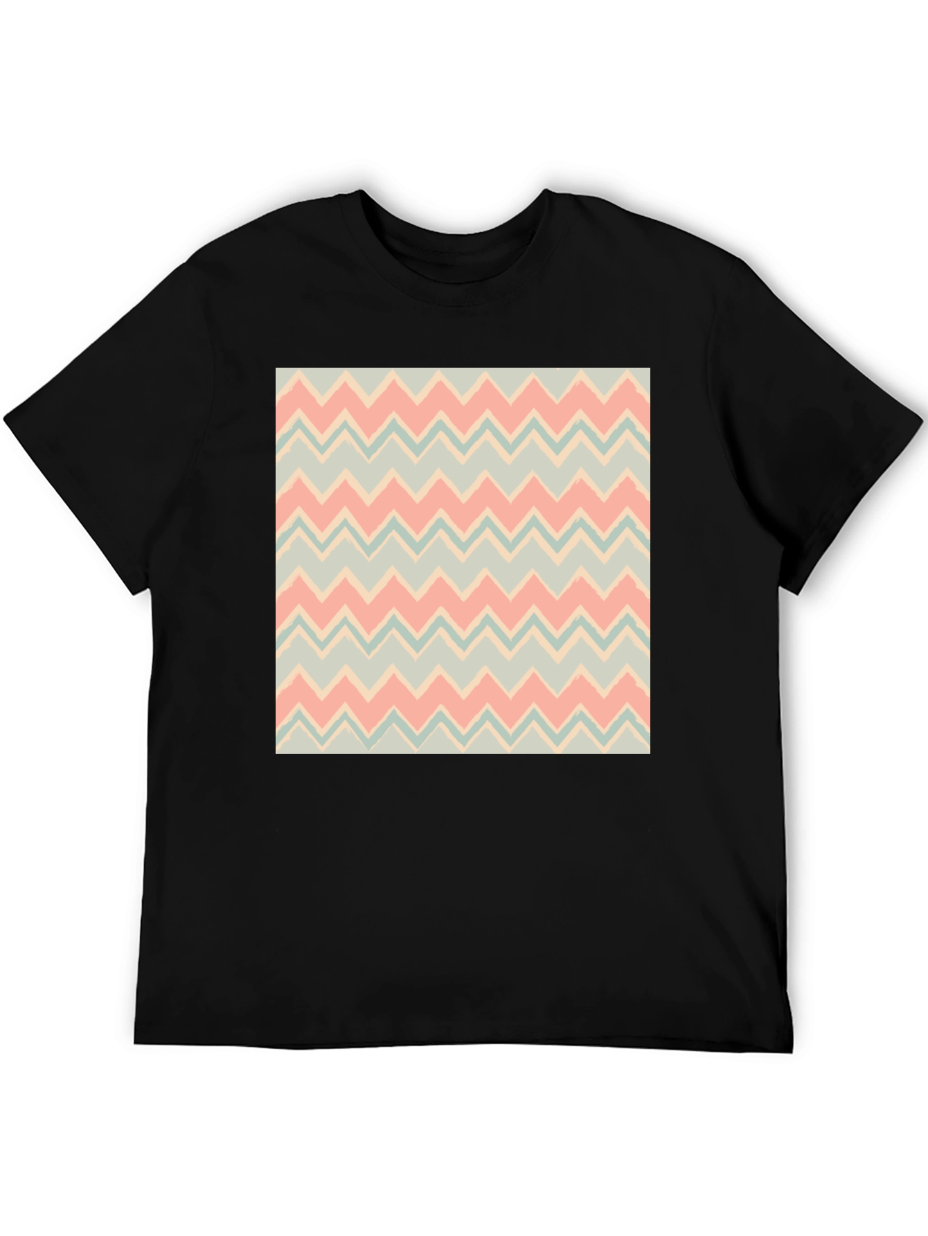 Black Chevron Pattern Black T-Shirt view 5