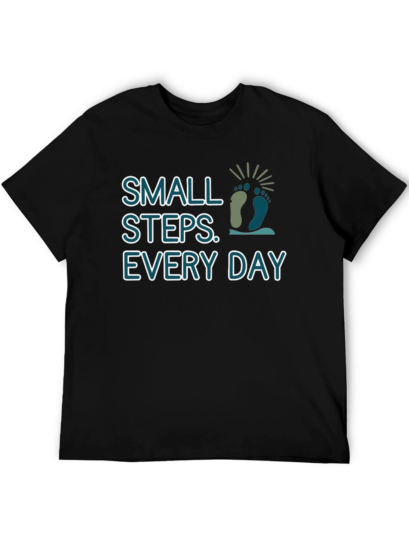 Black Small Steps Every Day Black T-Shirt view 5