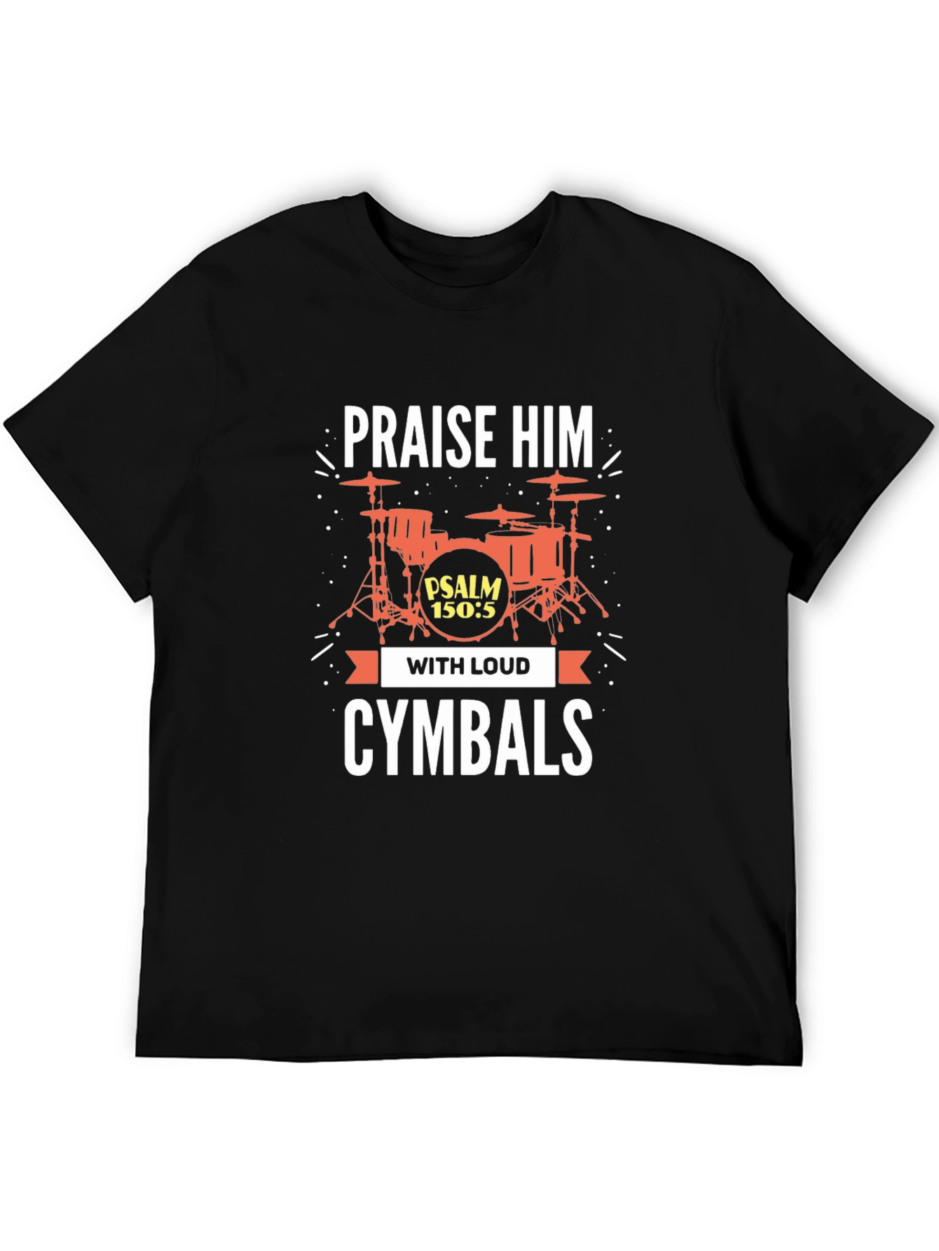 Black Praise Him With Loud Cymbals Graphic Tee view 5