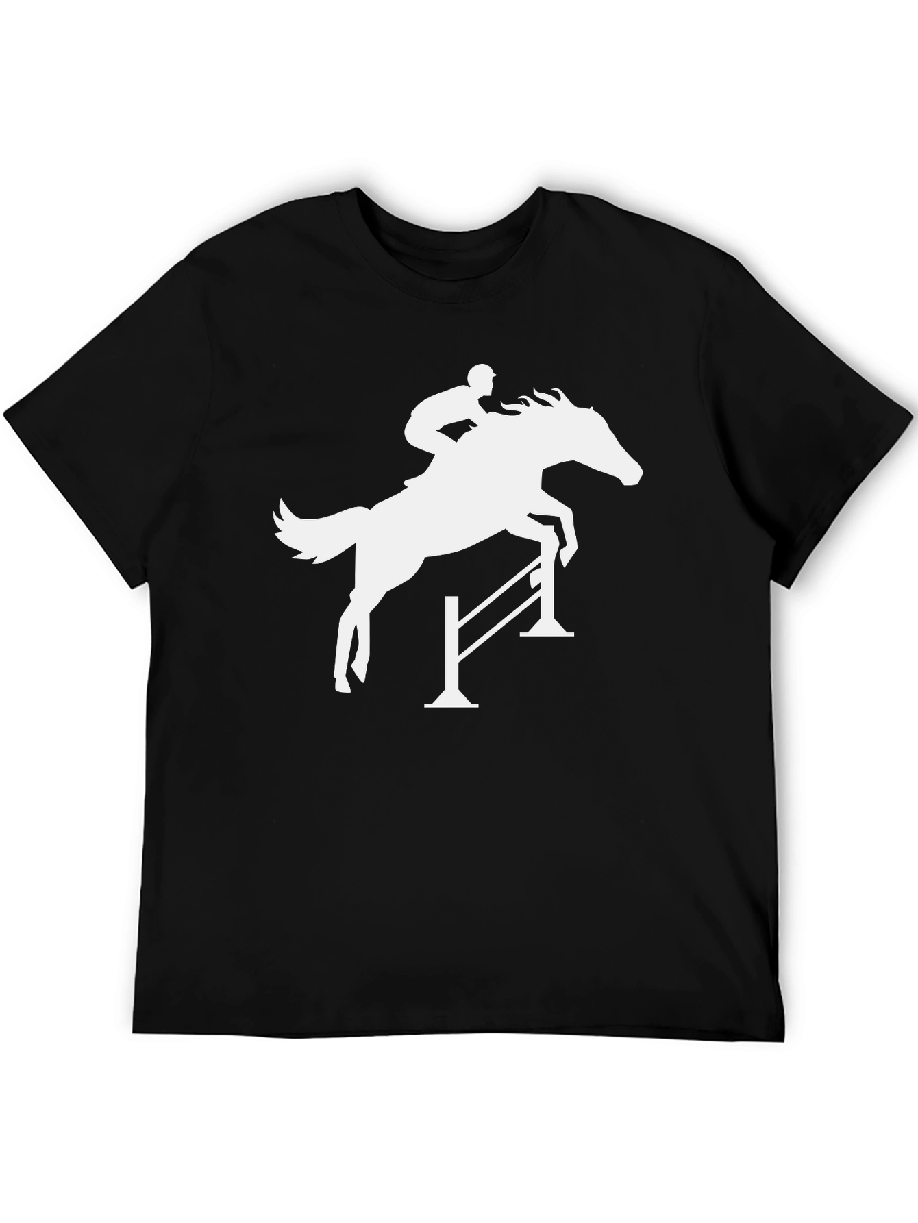 Black Equestrian Horse Jumping Silhouette Black T-Shirt view 5