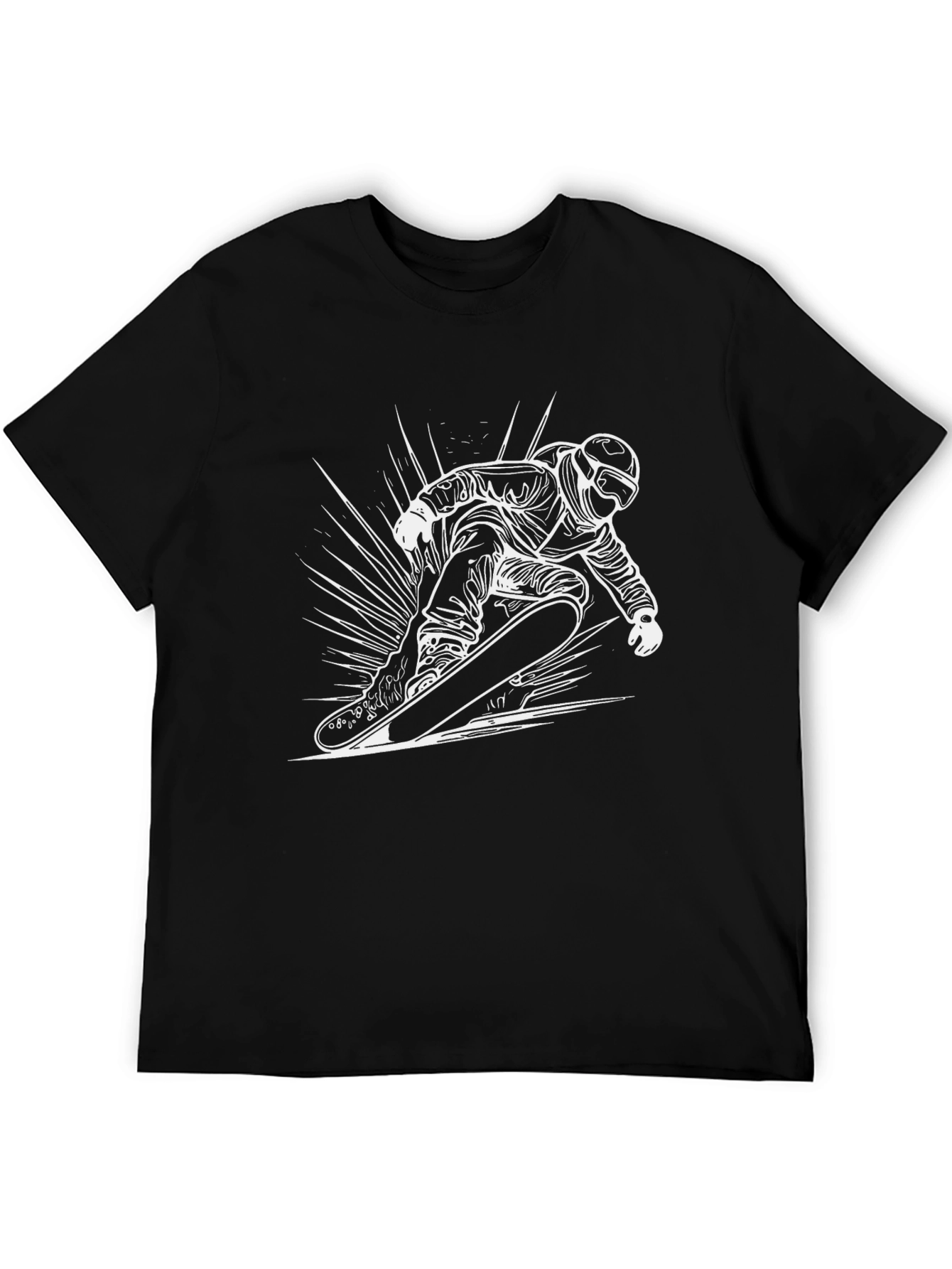 Black Cool Snowboarder Graphic Tee - Black Cotton Blend view 5