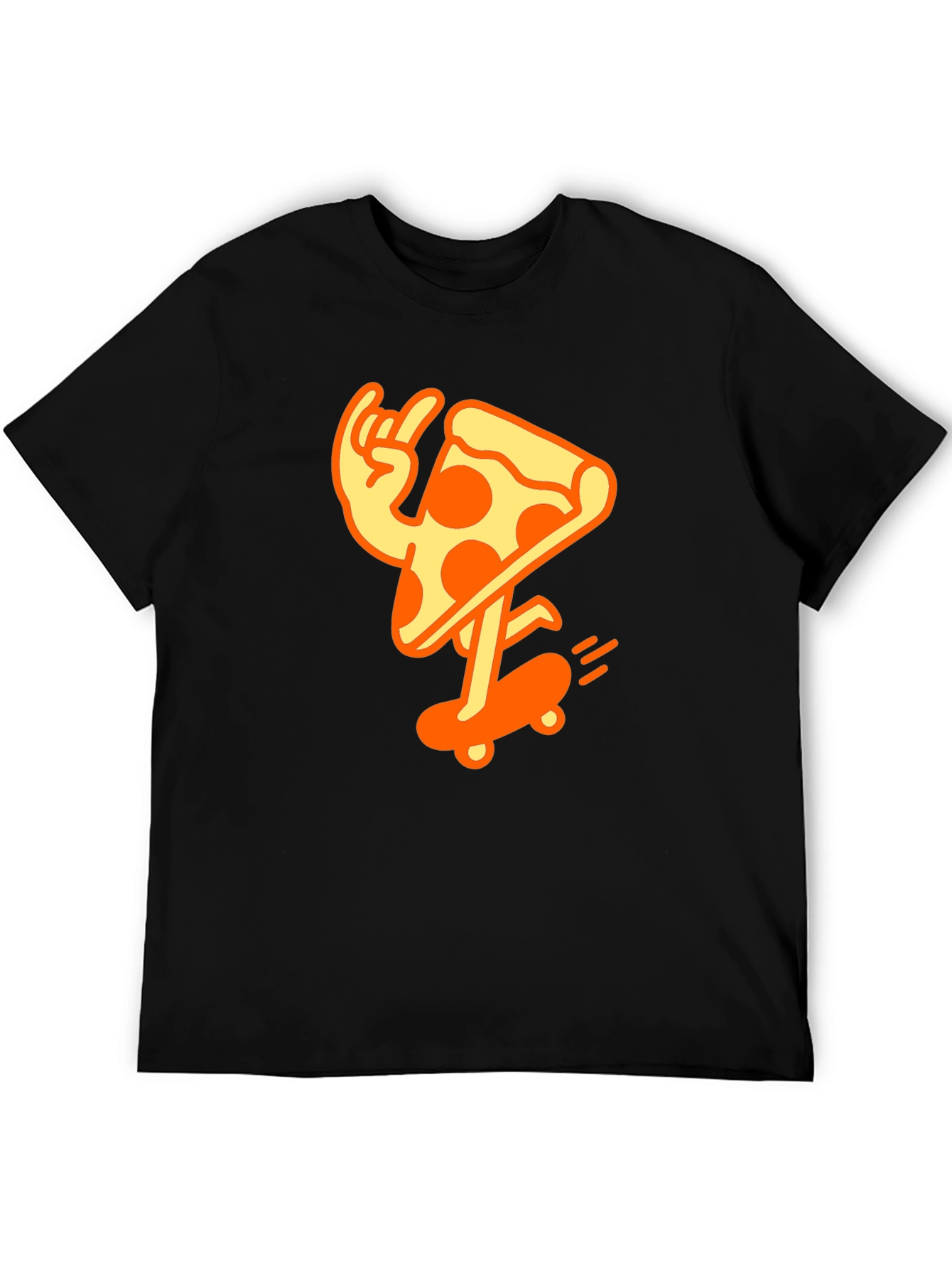 Black Cool Pizza Skater Graphic T-Shirt - Black Cotton Tee view 5