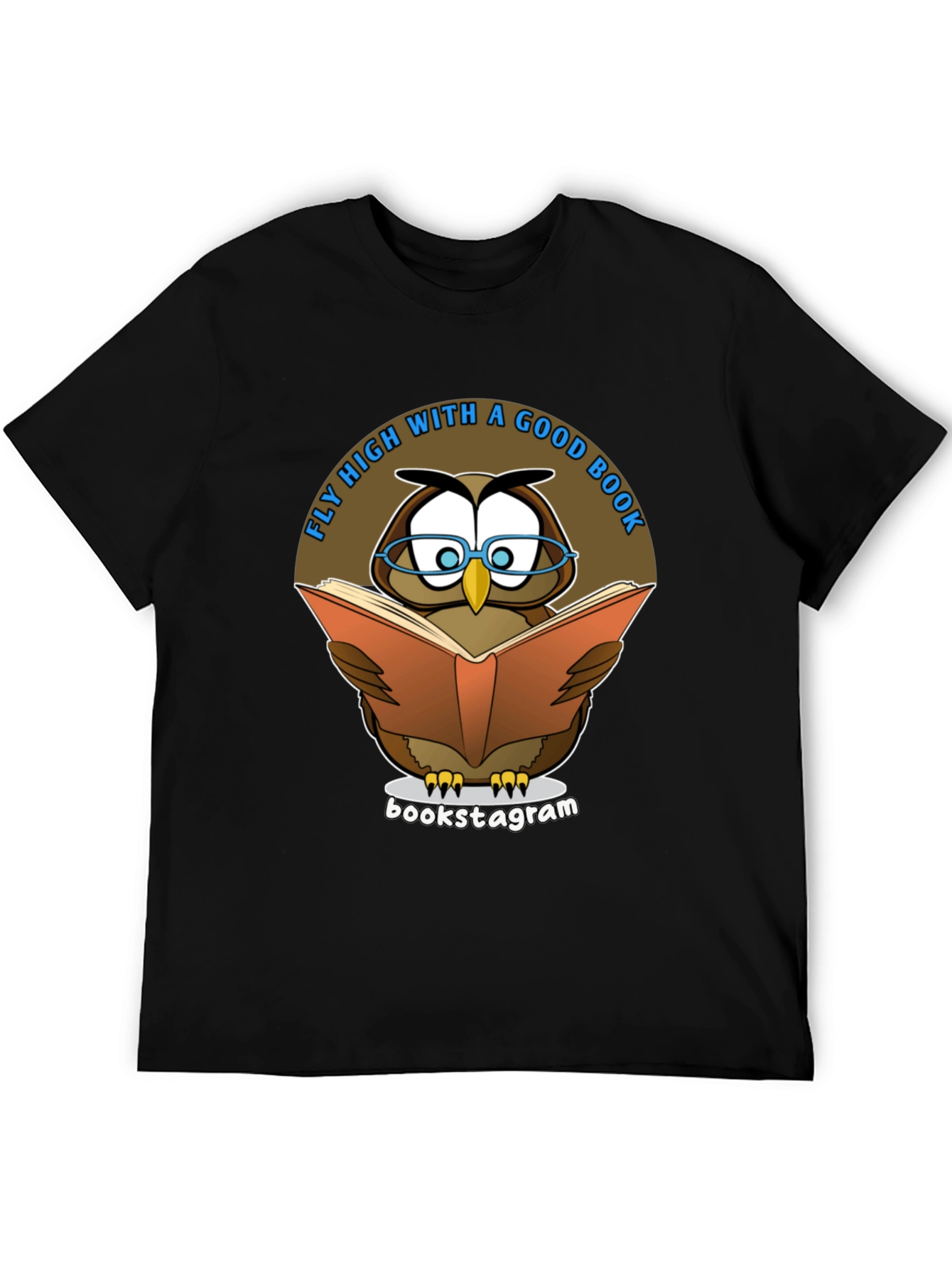 Black Fly High With A Good Book Owl T-Shirt view 5