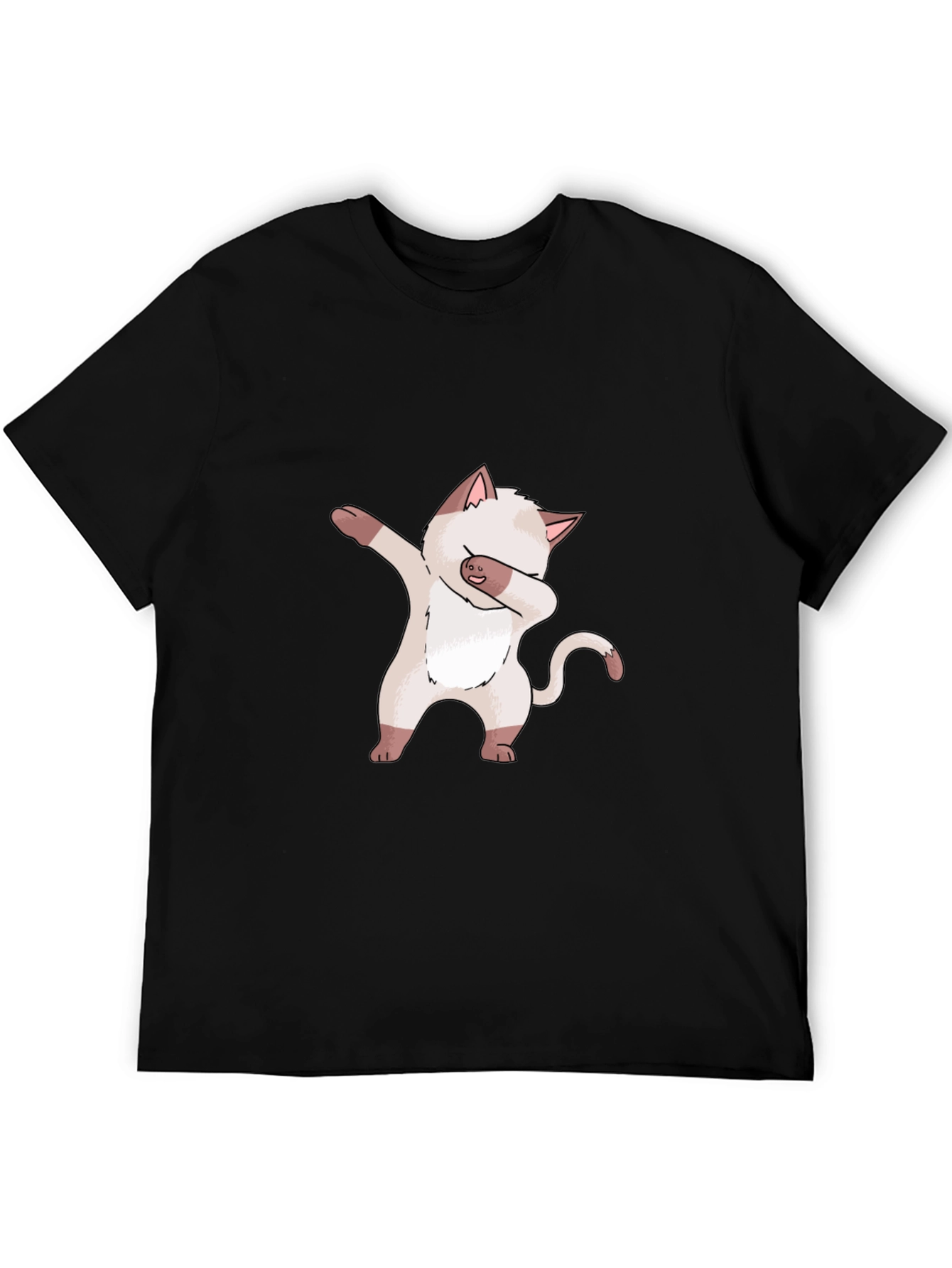 Black Dabbing Cat Graphic Tee - Black Cotton T-Shirt view 5