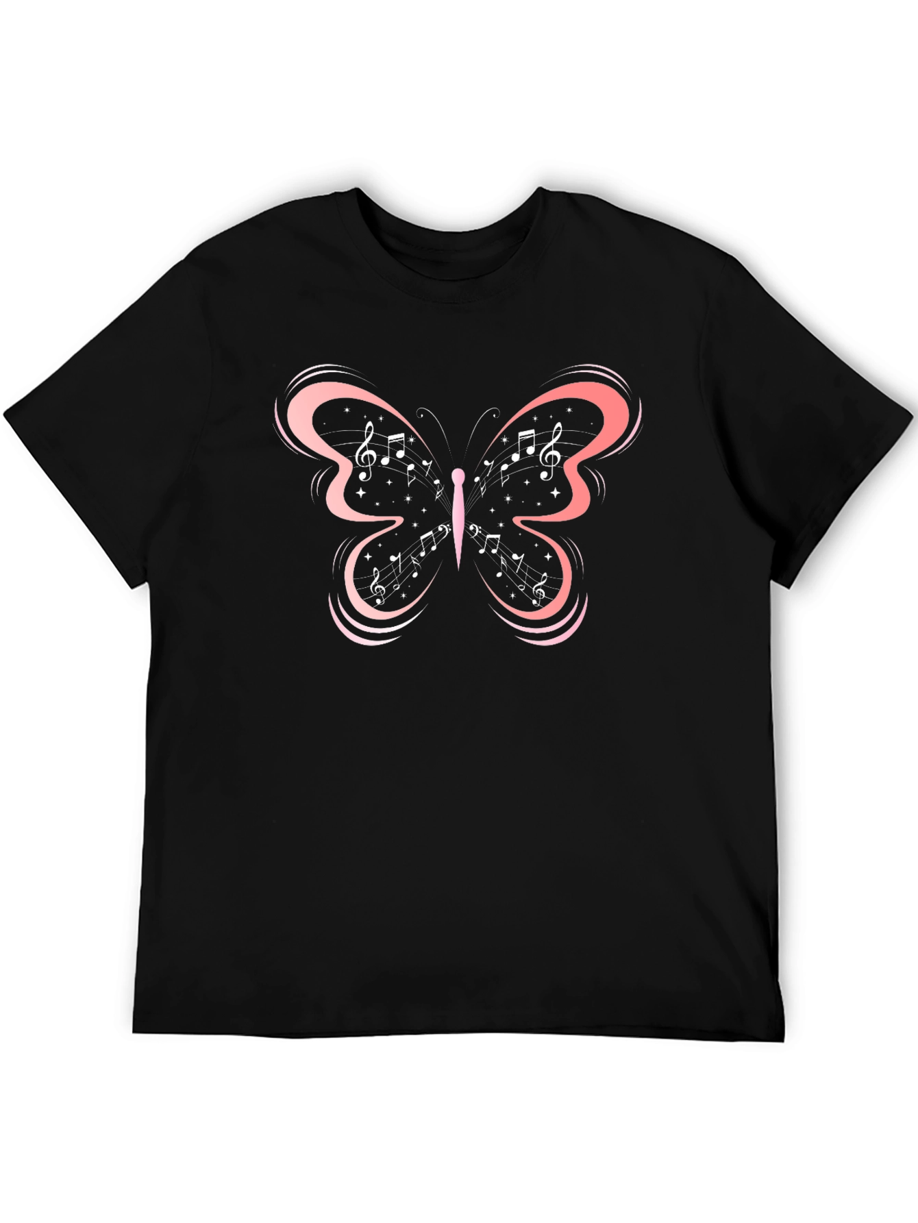 Black Music Note Butterfly Graphic Tee view 5