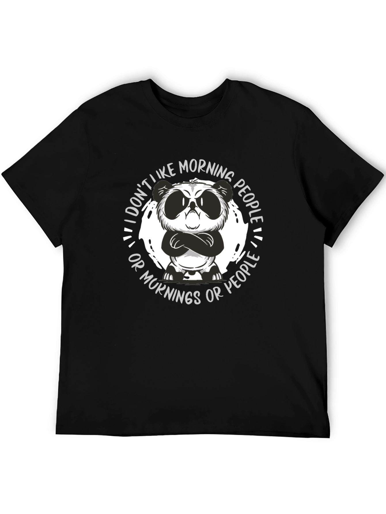Black Grumpy Panda Morning People Graphic Tee view 5