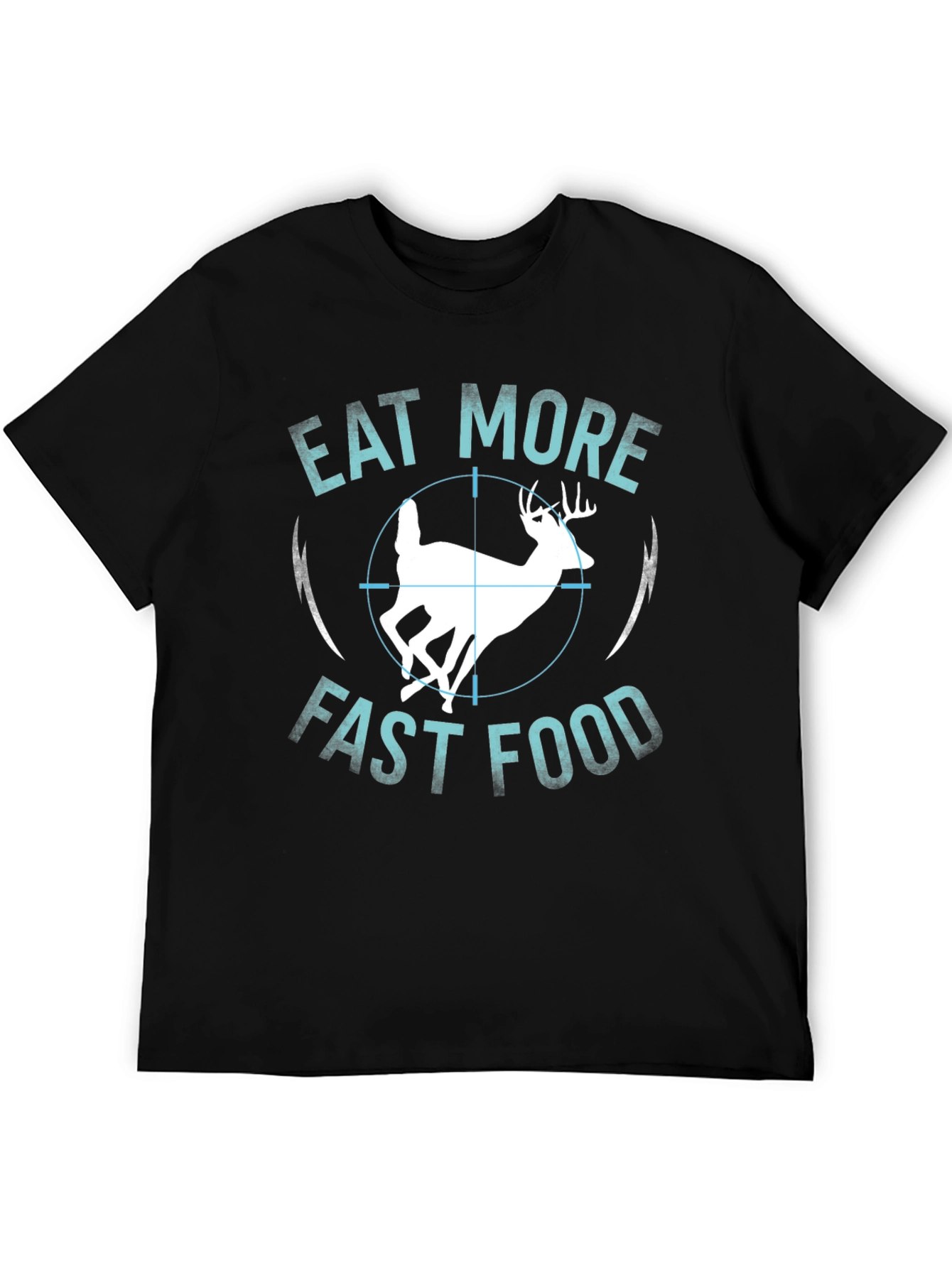 Black Eat More Fast Food Deer T-Shirt view 5