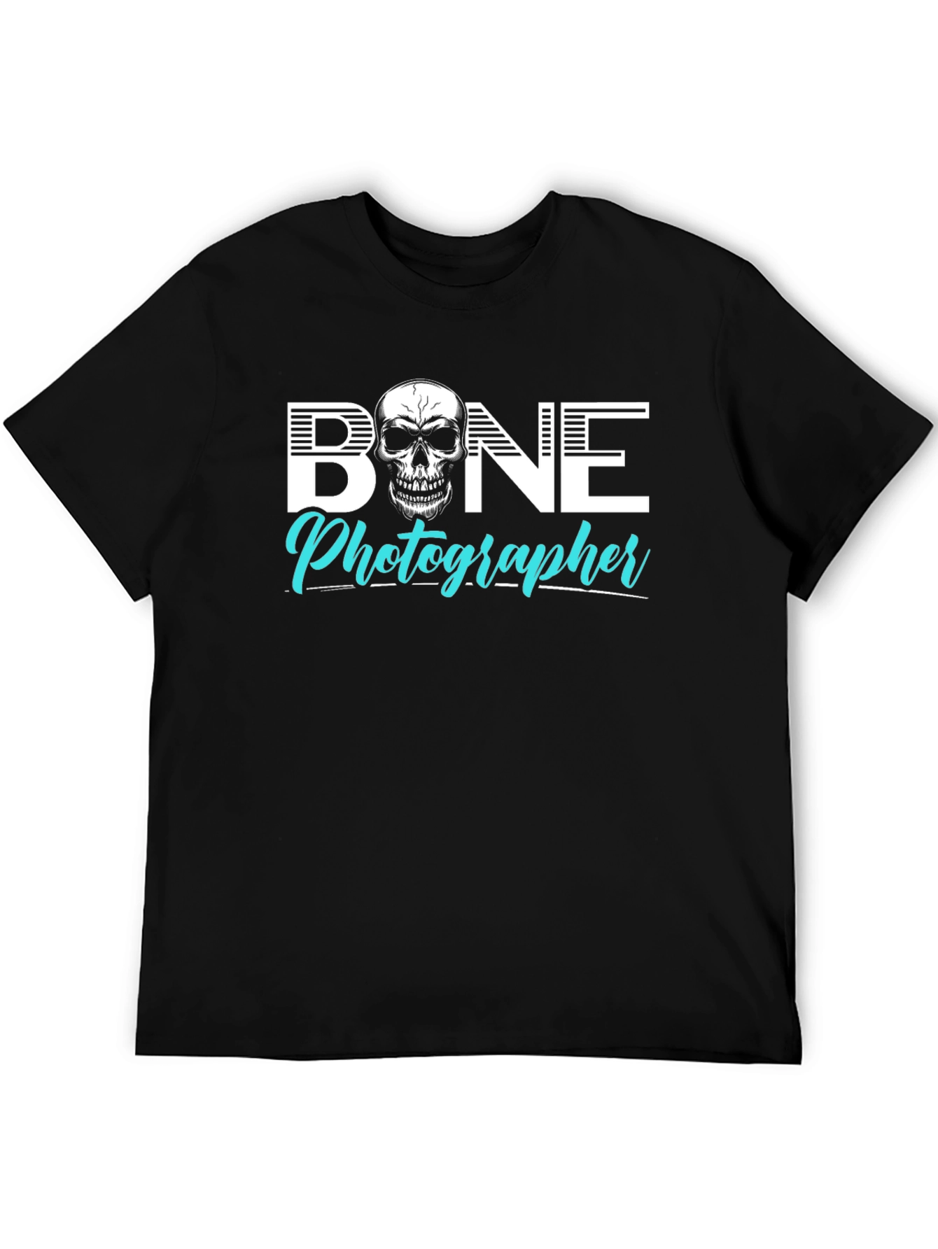 Black Bone Photographer Skull Graphic T-Shirt view 5