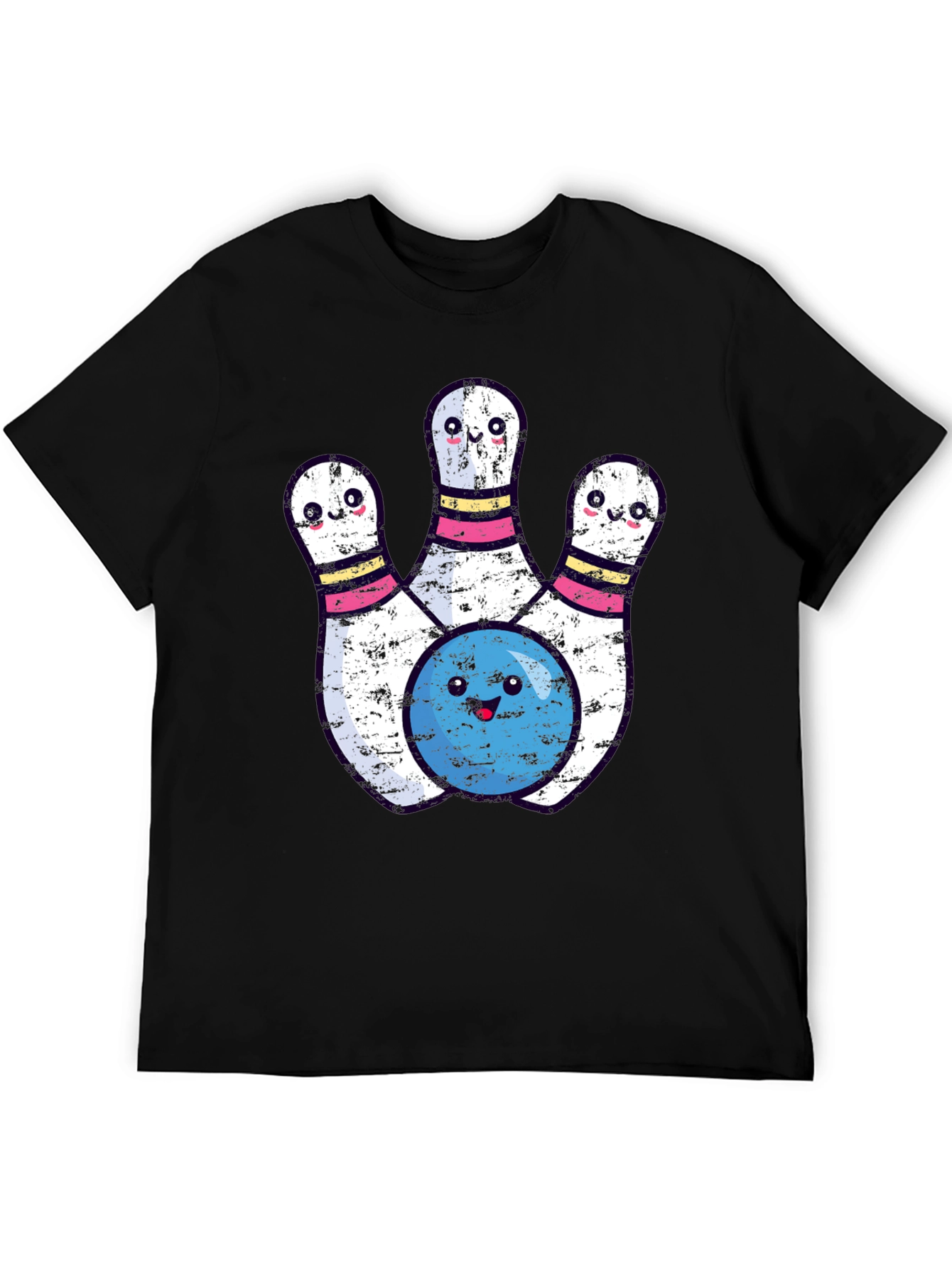 Black Cute Bowling Pins & Ball Graphic T-Shirt view 5