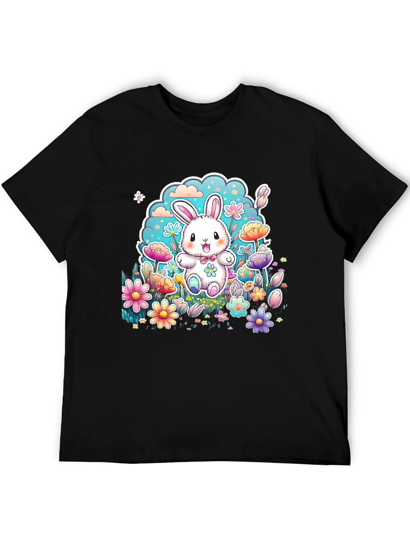 Camiseta Conejito Pascua Flores Diseño Infantil