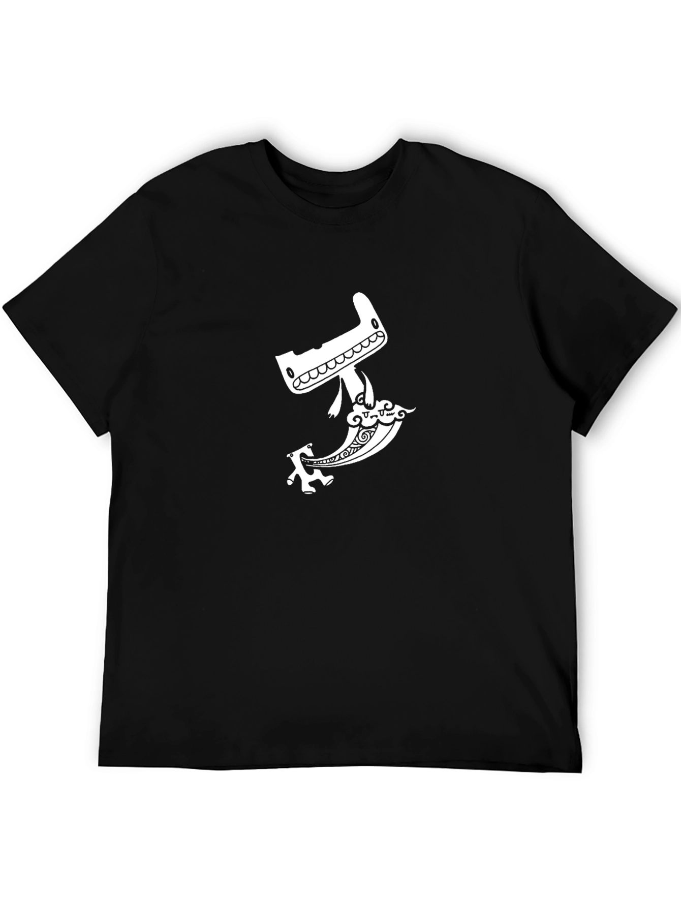 Black Men's Black Graphic T-Shirt - Whimsical Cleaver Design view 5