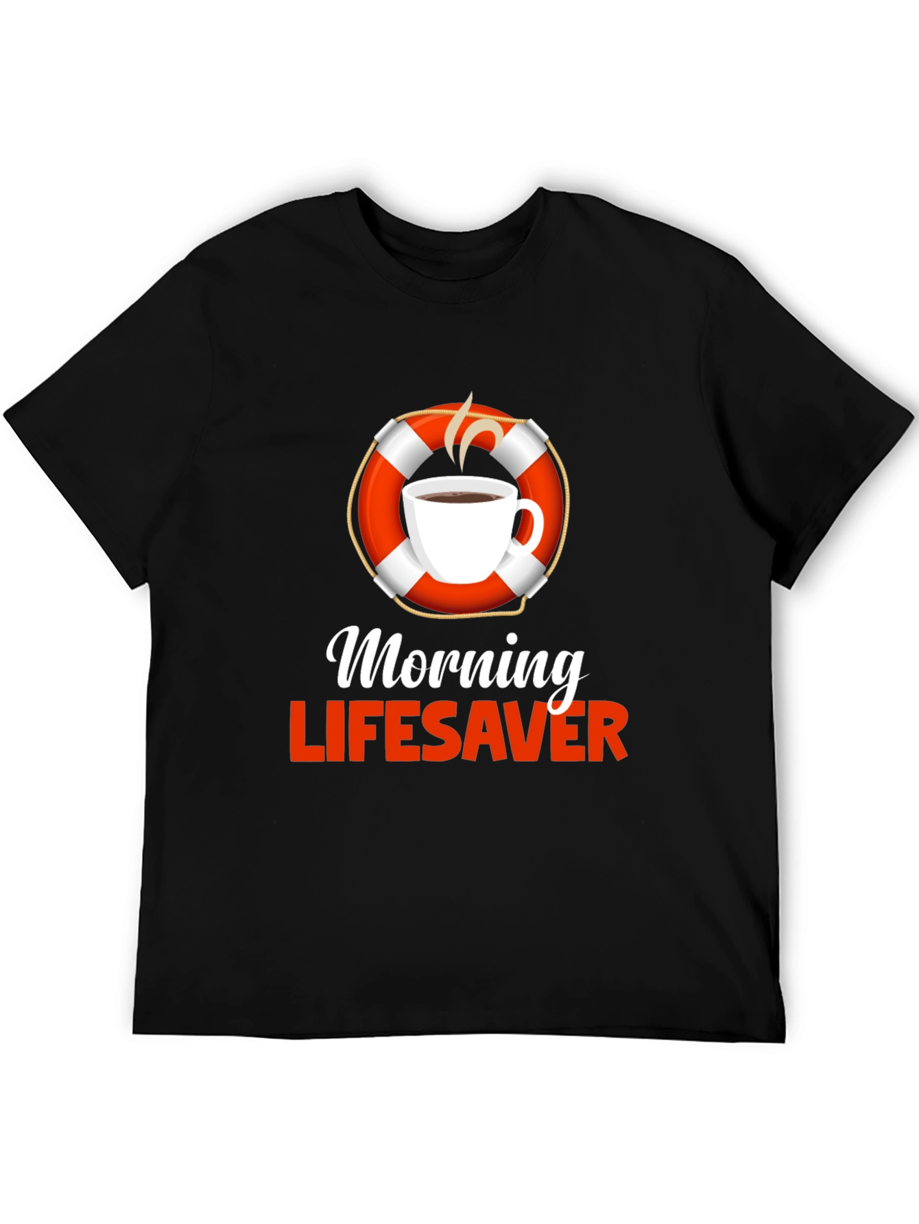 Black Morning Lifesaver T-Shirt - Coffee Lover Rescue Tee view 5