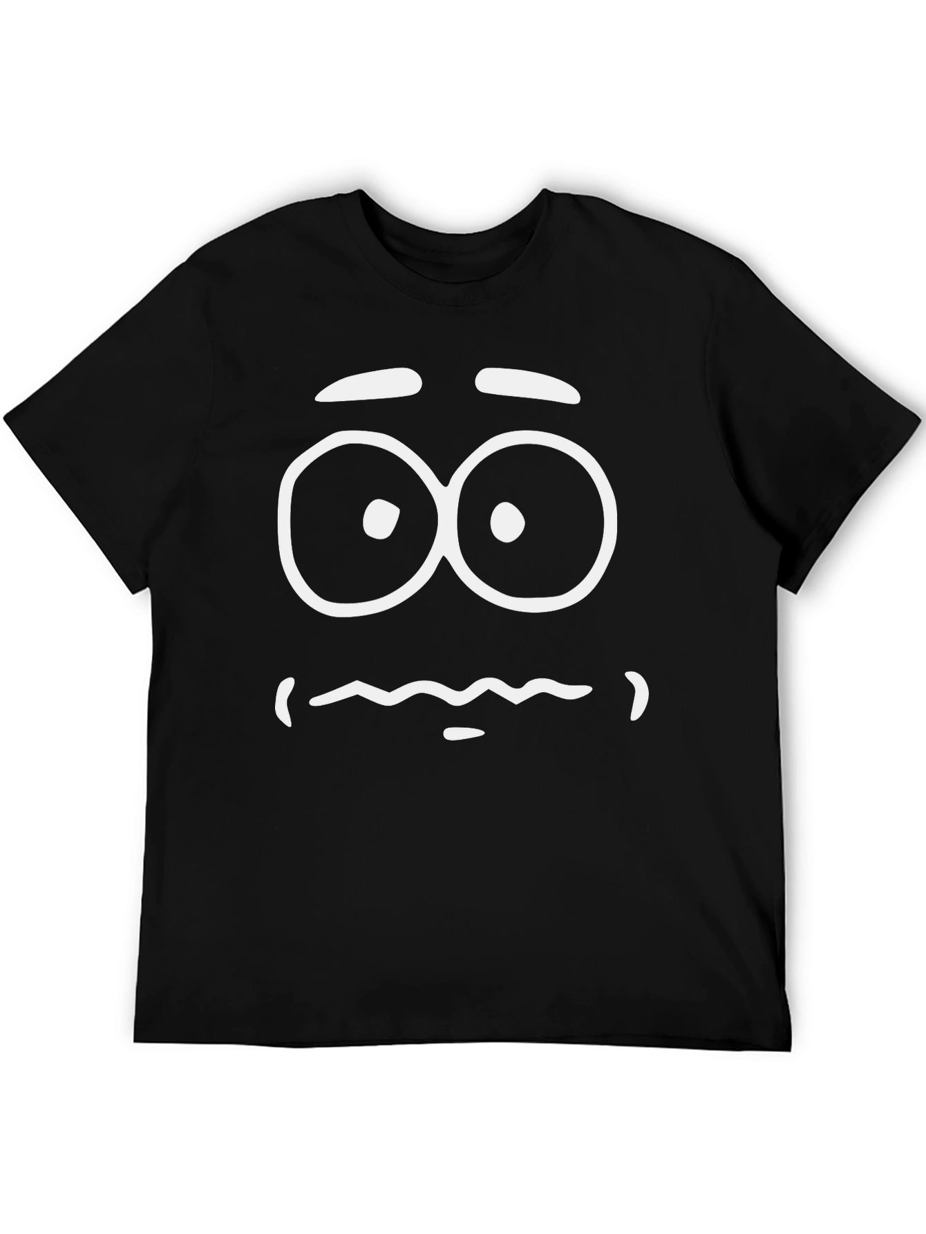 Black Funny Cartoon Face Graphic Tee - Black Cotton T-Shirt view 5