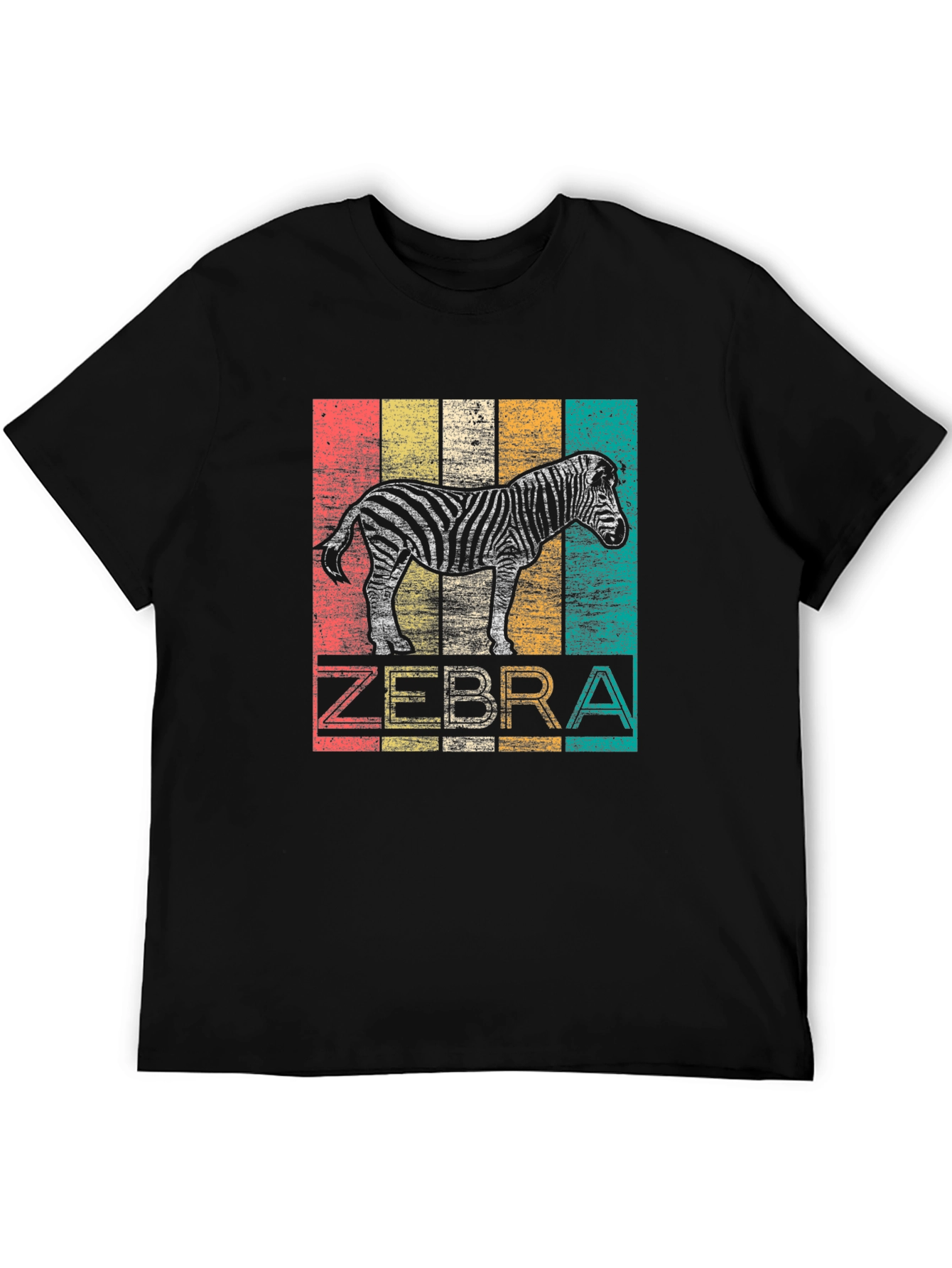 Black Retro Zebra T-Shirt - Vintage Animal Tee view 5
