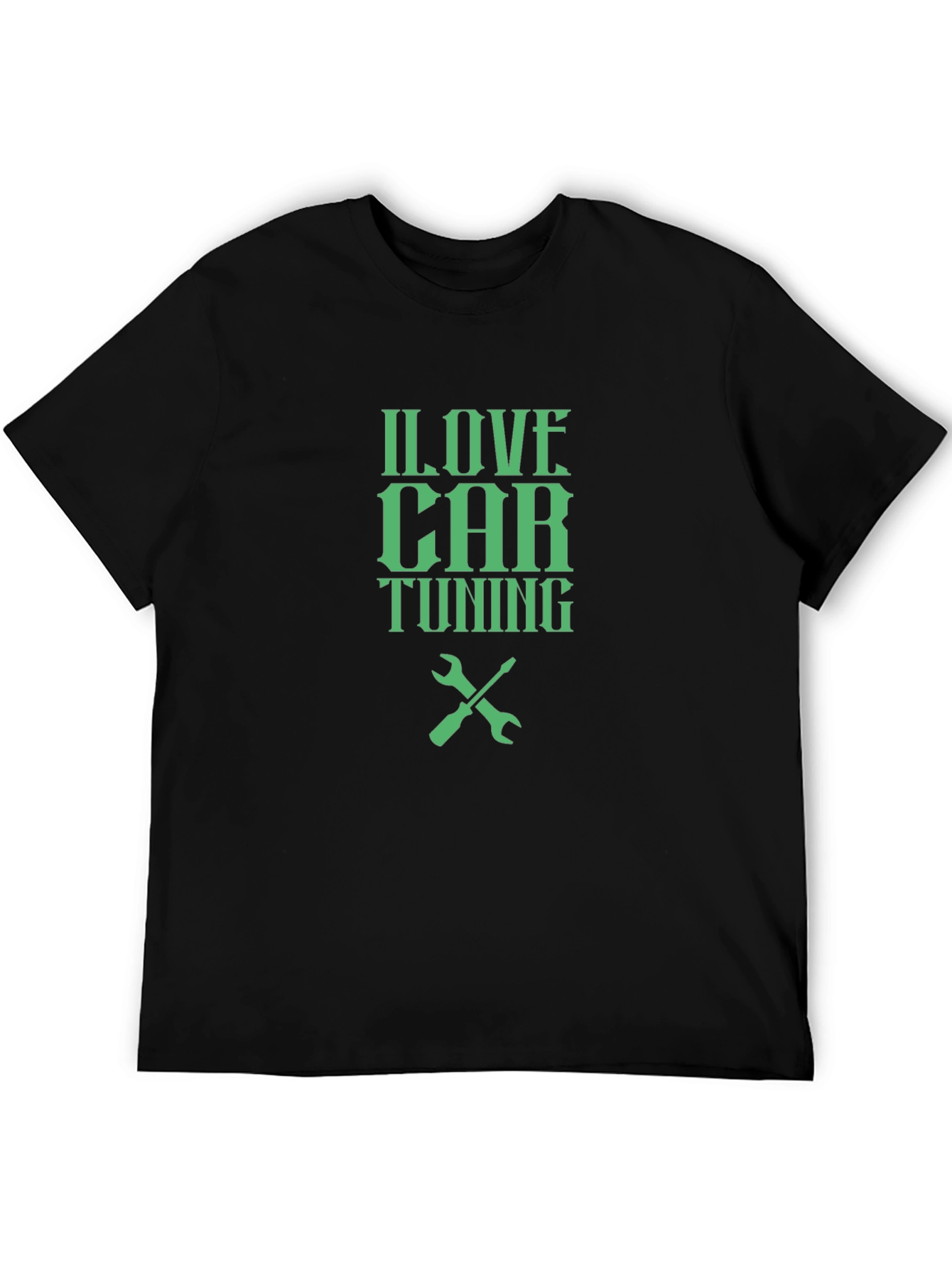 Black I Love Car Tuning T-Shirt - Black Crew Neck view 5