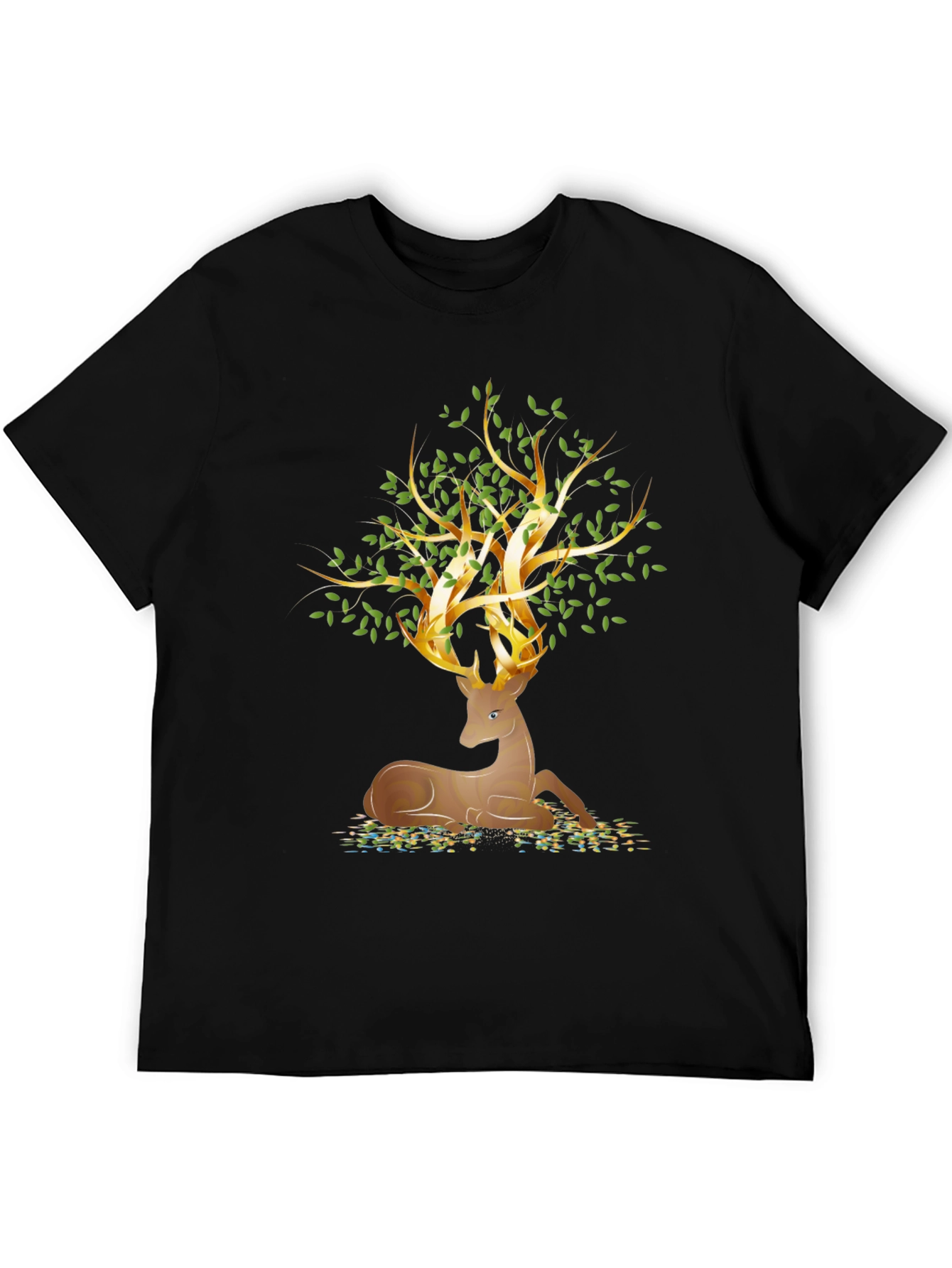 Black Deer Tree Graphic Tee - Nature Inspired Style view 5