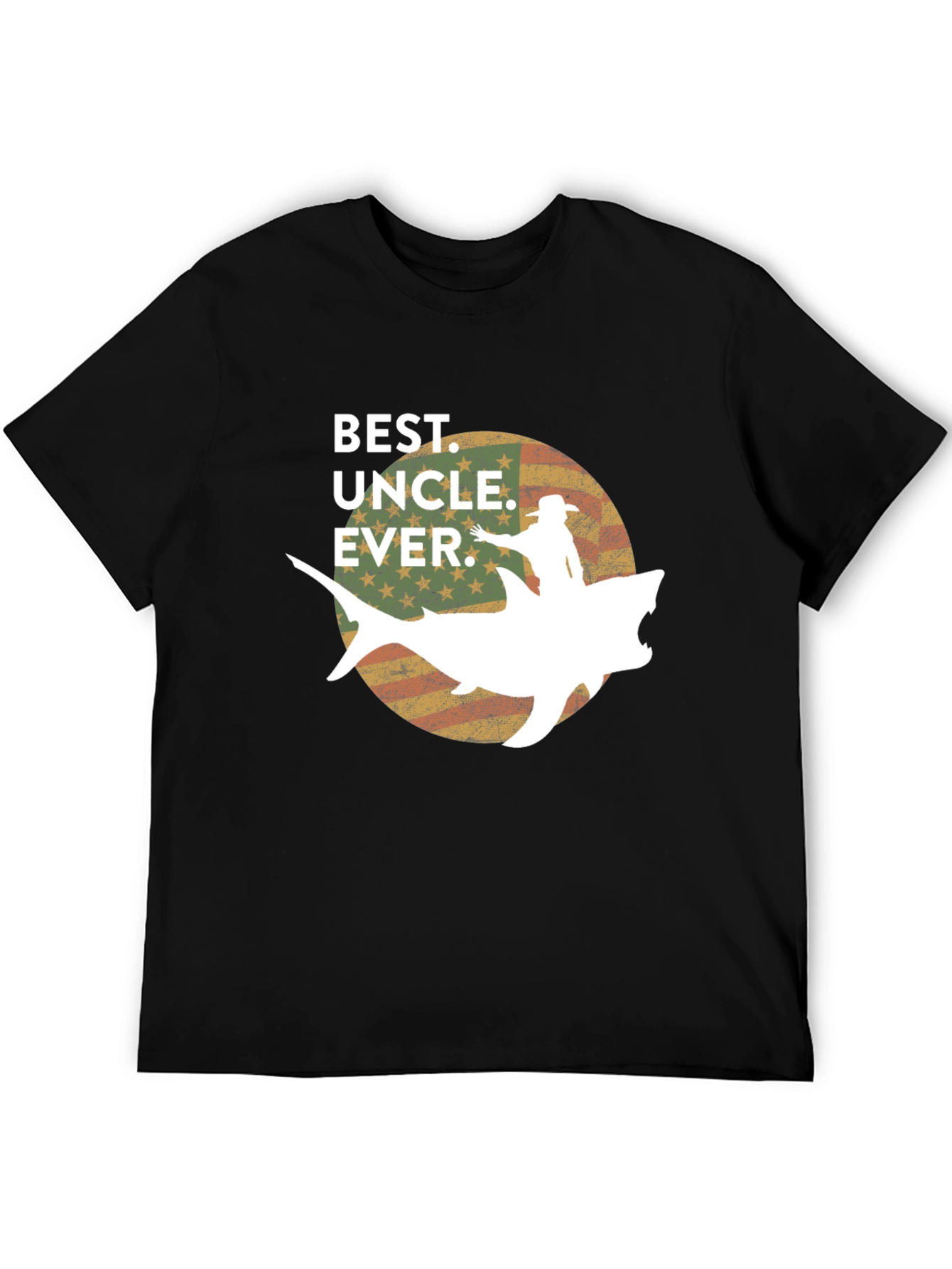 Black Best Uncle Ever Shark T-Shirt view 5
