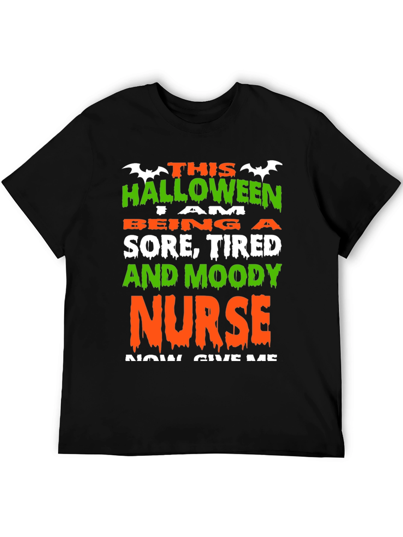 Black Halloween Nurse Graphic T-Shirt - Sore, Tired & Moody view 5