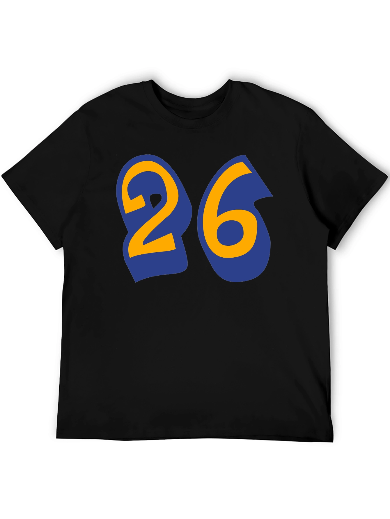 Black Black T-Shirt with Bold Number 26 Design view 5