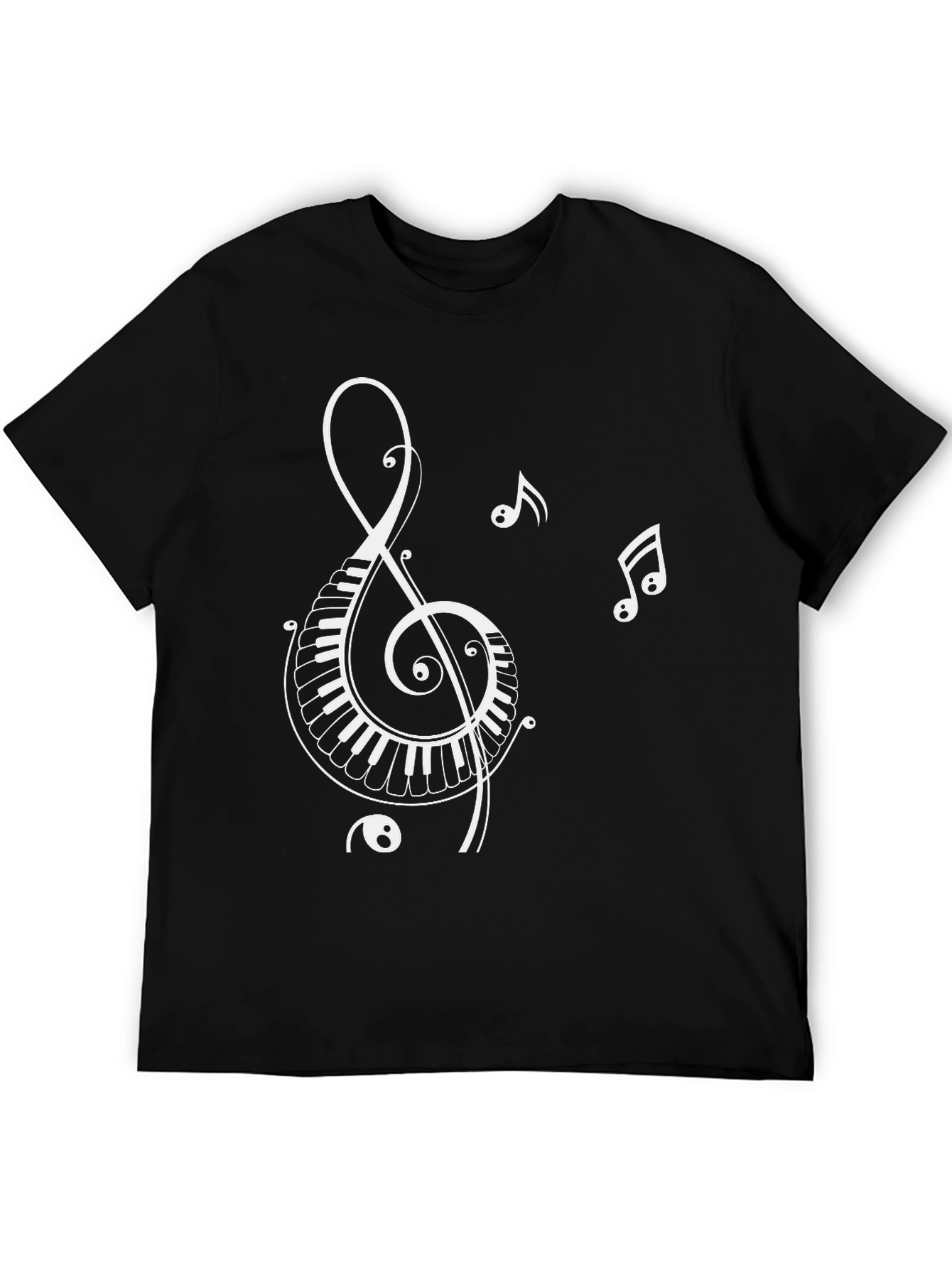 Black Musical Note Piano Key T-Shirt - Black view 5