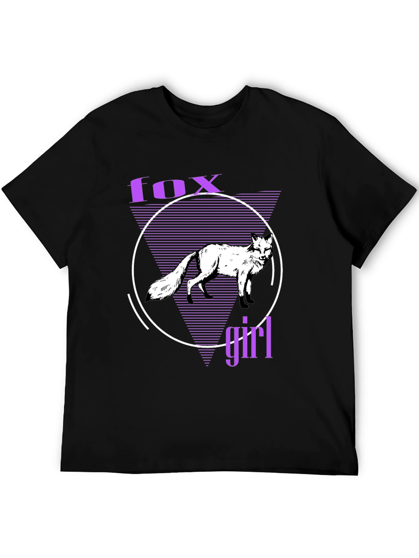 Black Fox Girl Graphic Tee - Black Cotton T-Shirt view 5